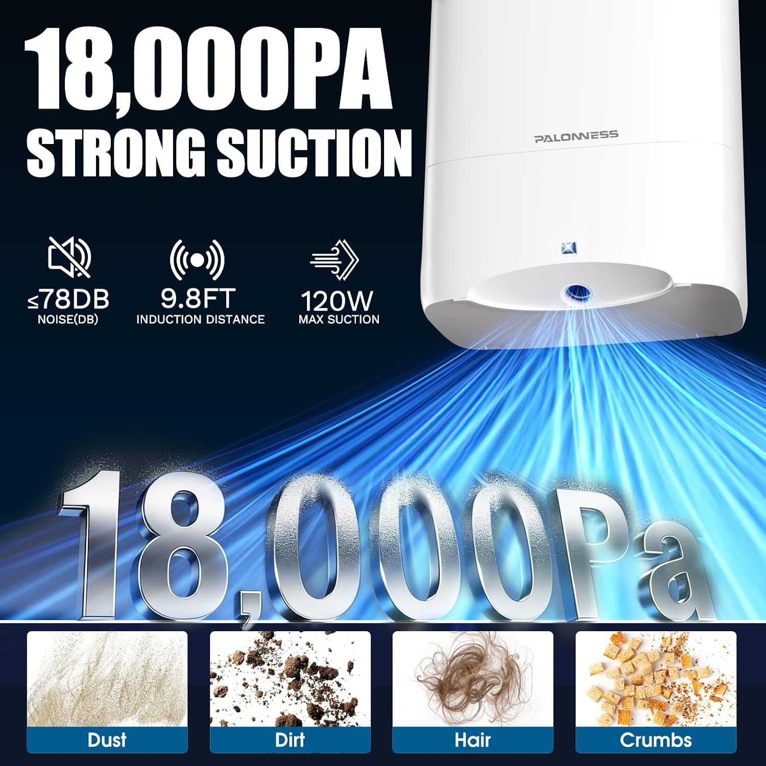Pro Touchless Vacuum Automatic Dustpan. 6L electric dustpan for Hair Salon | 5-Layer Hepa Filter.Auto/Manual.1400W 18KPa Automatic Dustpan for Pet Hair Dirt Home Kitchen.TOF Sensor Hands-Free.LED Alerts