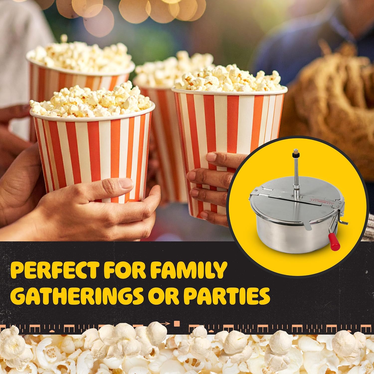 Great Northern Popcorn 12 Oz Replacement Kettle for Popcorn Machine | 1350W Kettle Popper with Lid. Stirrer. Gear Shaft. and 3-Prong Plug