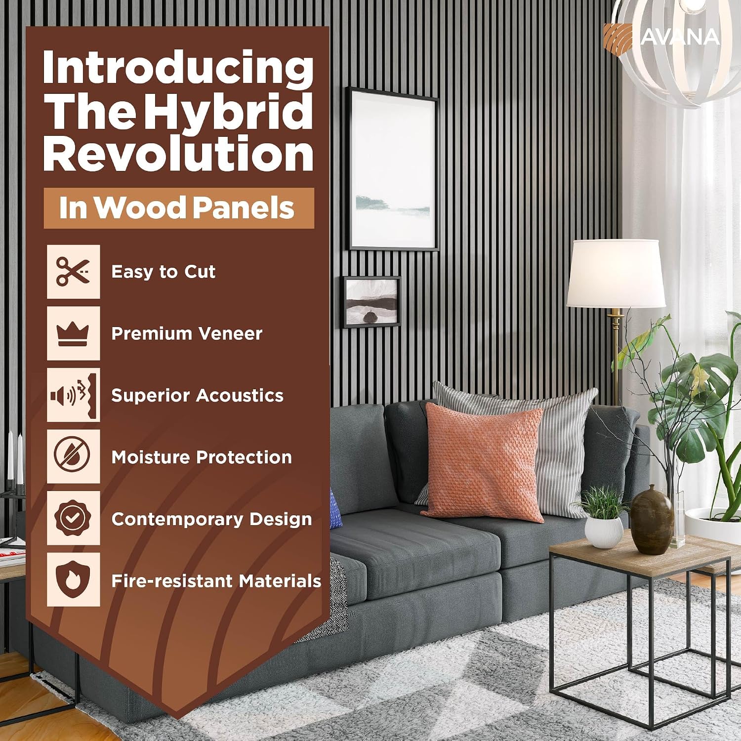 Avana Acoustic Wood Wall Panels – 93.2x11.25 Inch Panels – Fits 94x12 Layout – Gray Oak Acoustic Panels 2 PCs – Wall Panels for Interior Wall Decor for Homes. Offices –Decorative Wood Panels for Wall