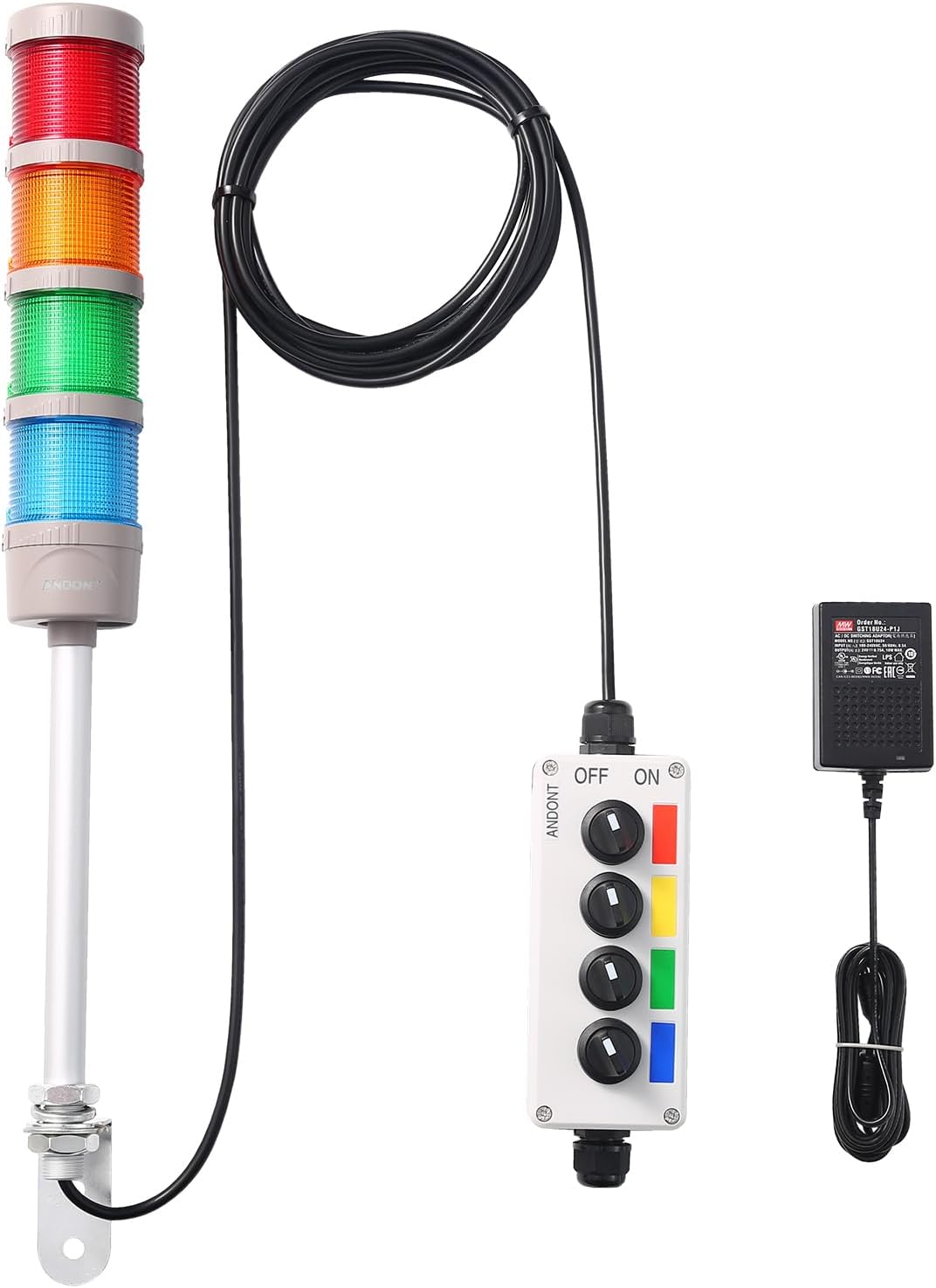 ABB Switch. Mean Well 120V-24V Power Adapter & 16ft Extension Cable for Factory Manufacturing