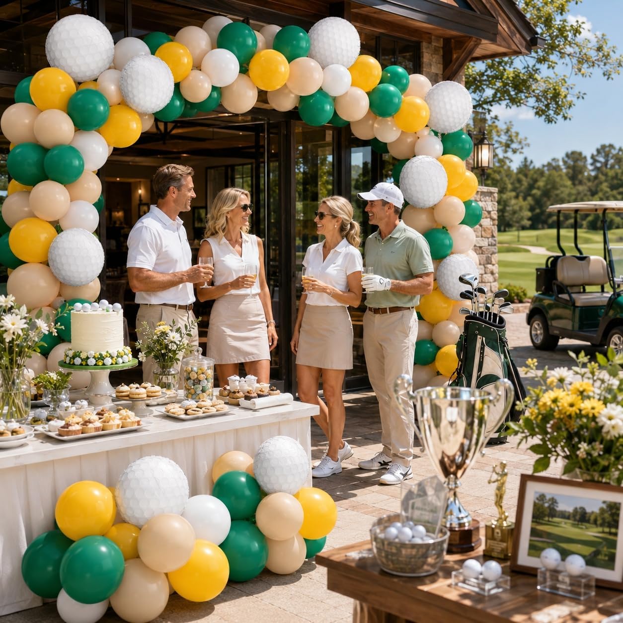 Golf Balloons. 12 Inch Green Yellow White Sport Themed Party Decorations | Includes Golf Ball Foil Balloons. Decorations For Golf Themed Birthday and Sports Party Celebrations