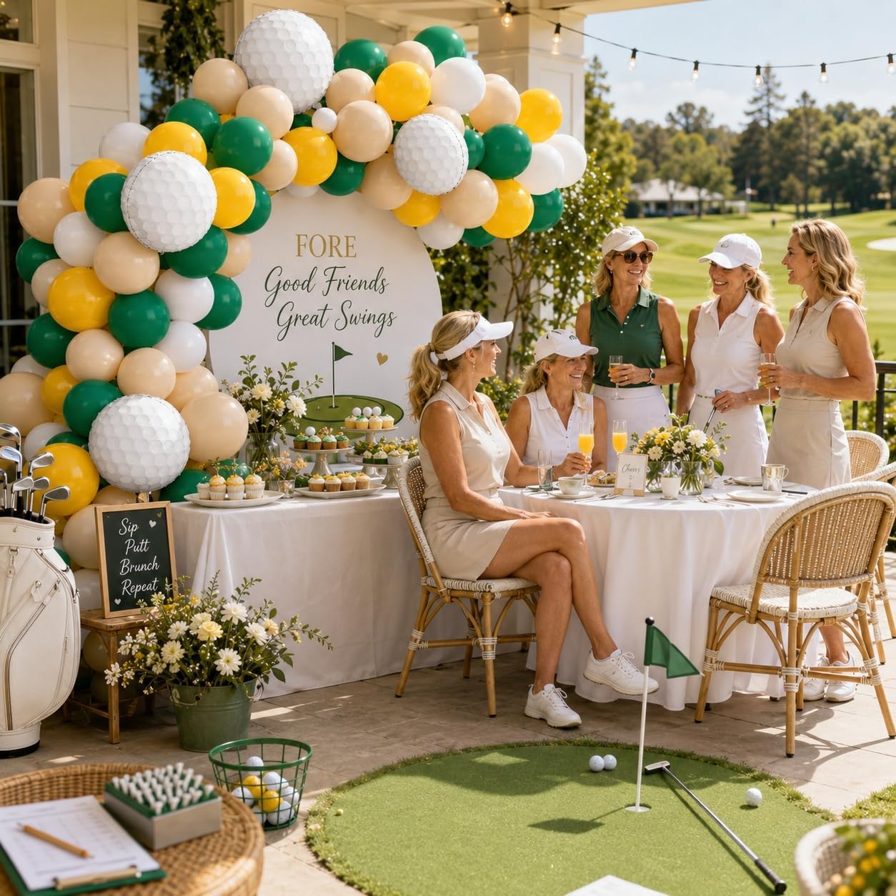 Golf Balloons. 12 Inch Green Yellow White Sport Themed Party Decorations | Includes Golf Ball Foil Balloons. Decorations For Golf Themed Birthday and Sports Party Celebrations