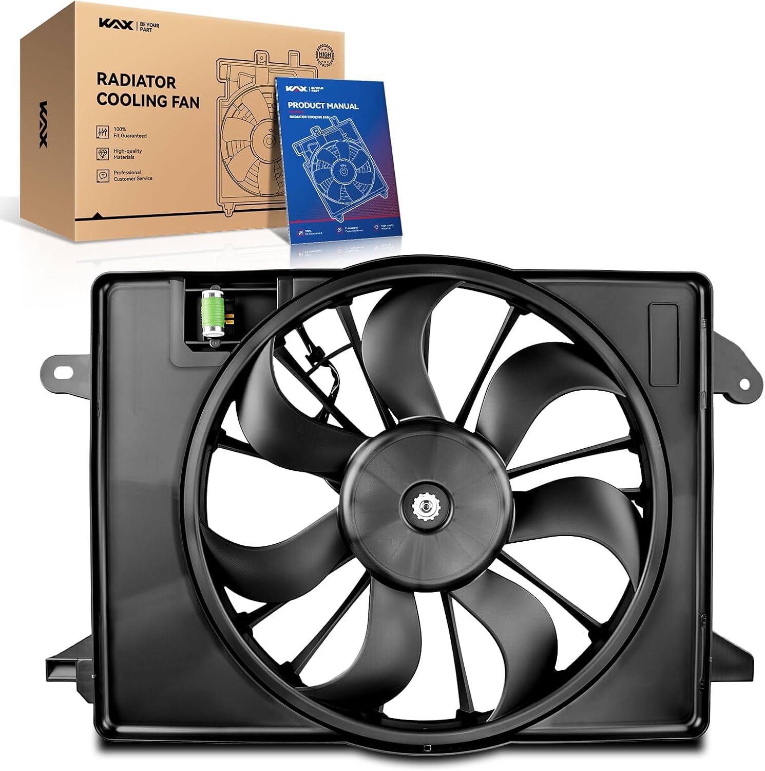 KAX Radiator Cooling Fan Assembly. Compatible with 2009-2010 Charger/300 2.7/3.5/6.1L. 2009-2023 Charger 5.7L. Challenger. 300 5.7L. (Single Fan Module). Replace # 621526. 68050129AA. 420051. 2811727