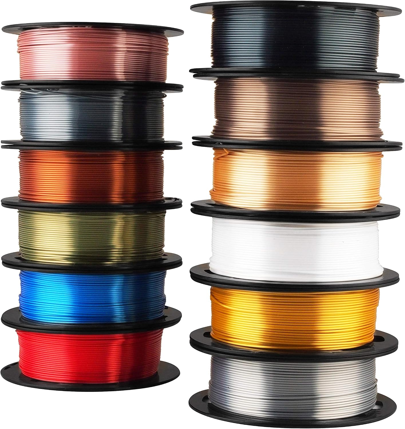 MIKA3D Shine Silk Metallic Gold PLA 3D Printer Filament Bundle 12 Spools Pack. 1.1lbs Spool 1.75mm Widely Compatible. 12 Popular Silk Shiny Gold Colors. with Extra One Bottle of Solid Stick Gift