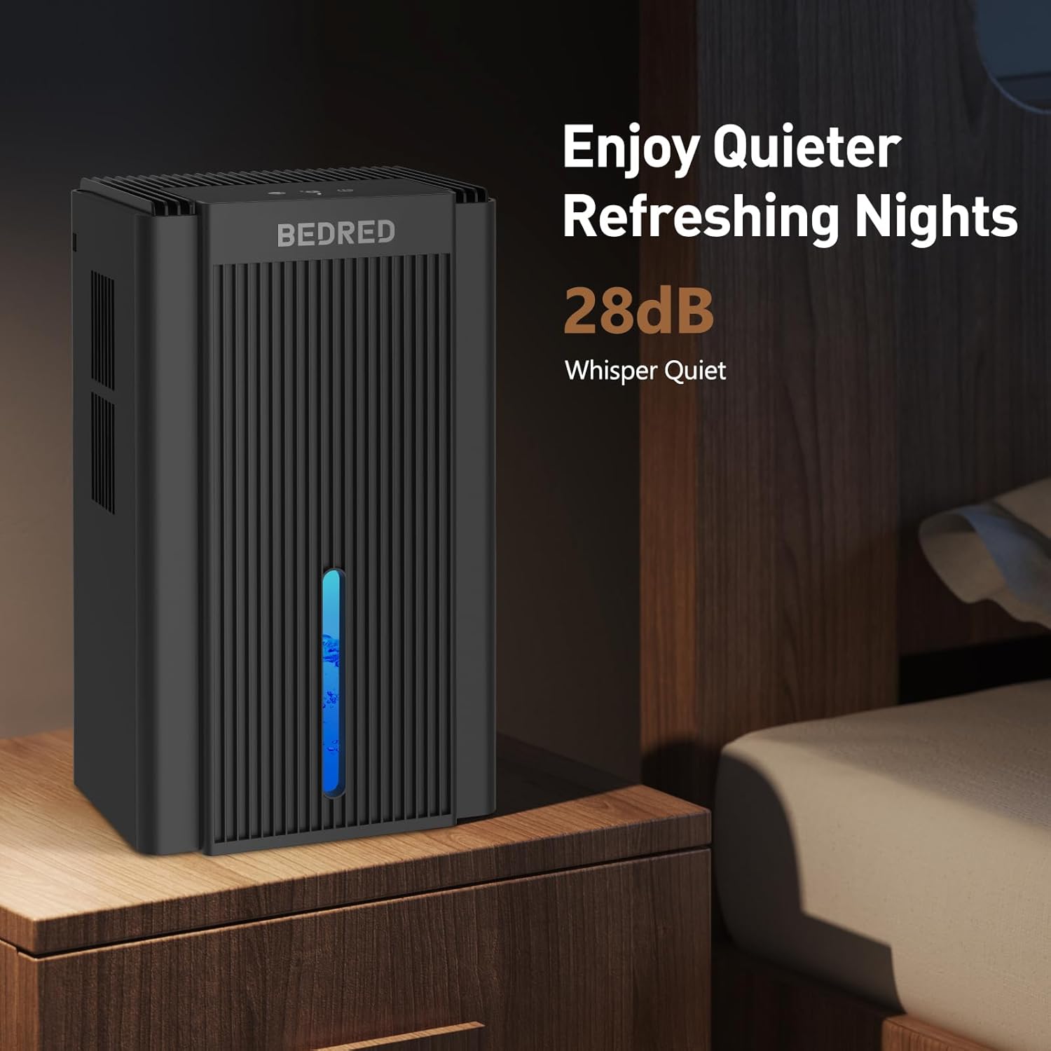 Amazon.com - BEDRED Dehumidifier. 95OZ Dehumidifier for Home 1000 sq ft - Quiet with Auto Shut Off & Relaxing 7 Color Ambient Light. Ideal for Livingroom. Bedroom. Basement (Black)