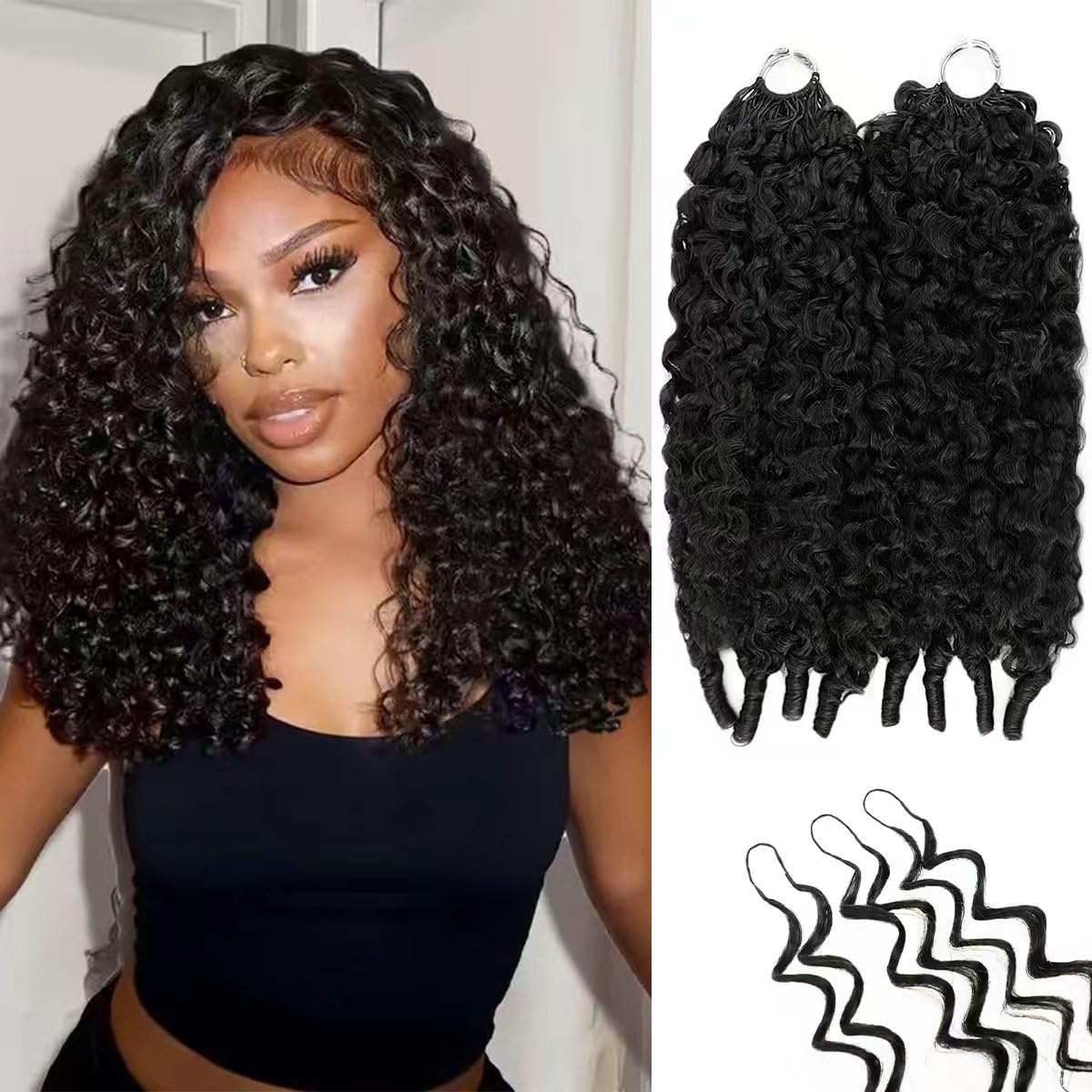 Human Crochet Hair for Black Women 18 18 Inch 60g/Pack Knotless Pre-Separated Burmese Curly Human Hair Lightweight Invisible Miracle Knots Crochet Human Hair Extensions Can Last 12 Months