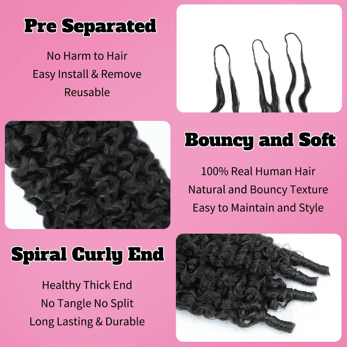 Human Crochet Hair for Black Women 18 18 Inch 60g/Pack Knotless Pre-Separated Burmese Curly Human Hair Lightweight Invisible Miracle Knots Crochet Human Hair Extensions Can Last 12 Months