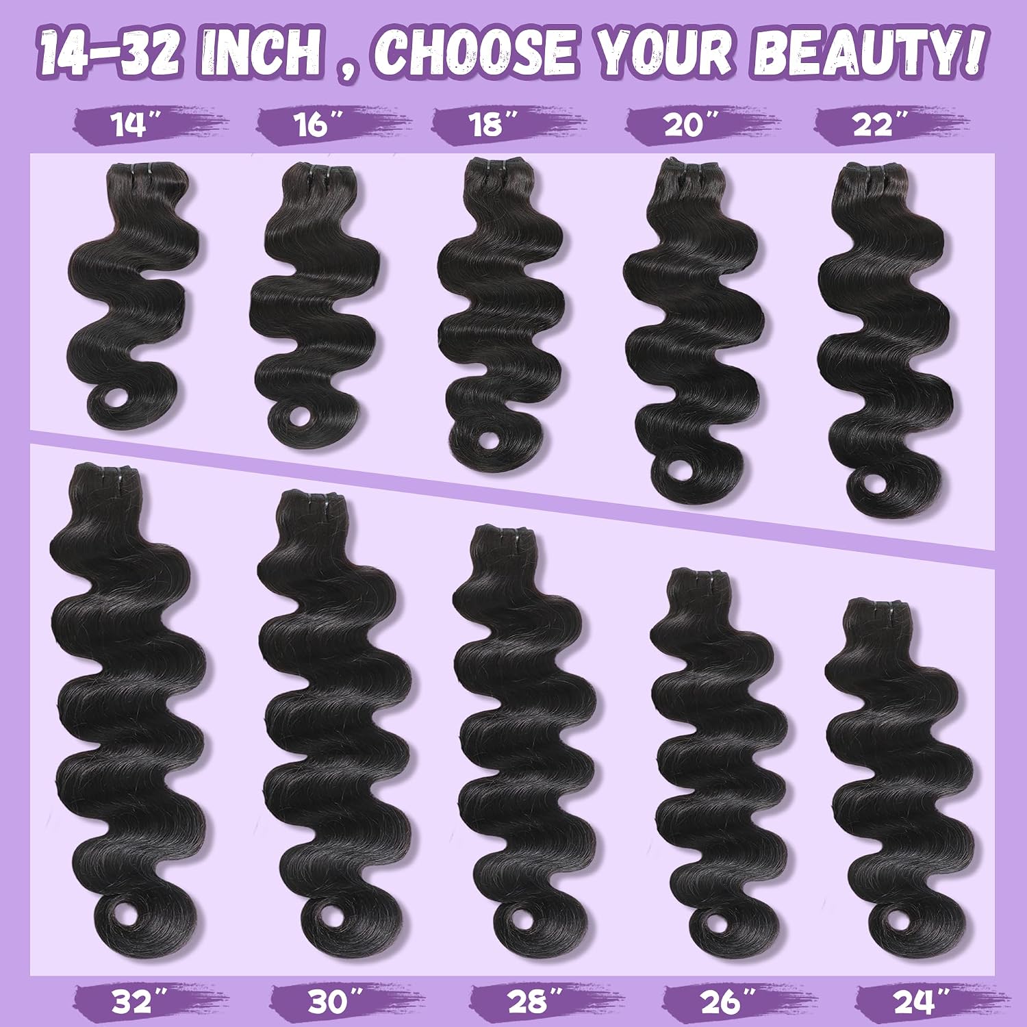16A Raw Human Hair Bundles 16 18 20 Inch Body Wave Bundles Human Hair 100% Unprocessed Brazilian Virgin Hair Triple Lifespan Holds the Curls Well Hair Extensions Quick Weave Natural Black