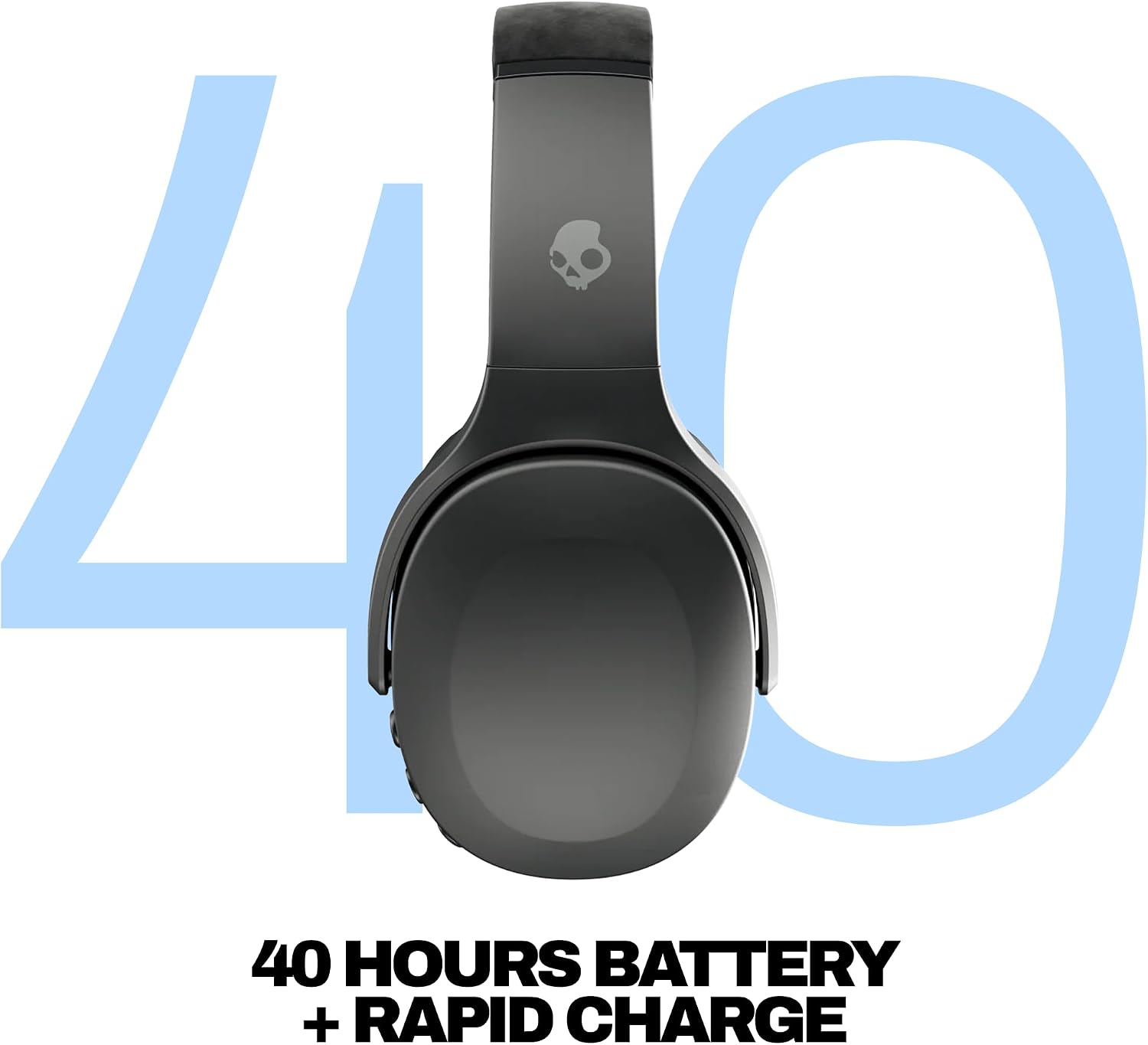 Skullcandy Crusher Evo Wireless Multi-Sensory Bass Headphones - True Black | Bluetooth. Noise Isolating Over-Ear Fit. 40 Hours Battery. Microphone. Working Out. Gym. Travel. Studying. Music