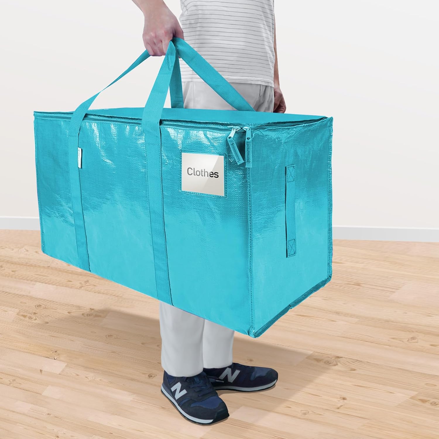 TICONN 2 Pack Extra Large Moving Bags Heavy Duty with Zippers & Carrying Handles. Durable Storage Bags Moving Boxes for Closet Organizers and Storage (2 Pack. Aqua)