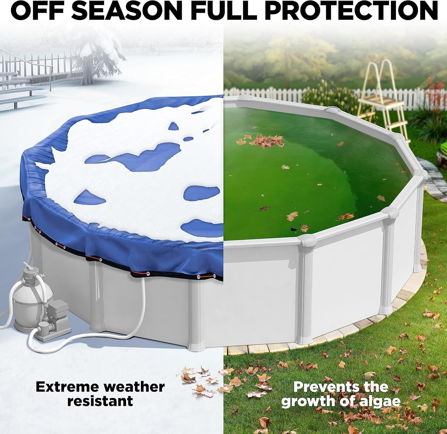28 Ft Round Premium Heavy-Duty Winter Pool Cover - Royal Blue. Extra Thick and Durable. Tear-Proof. UV-Resistant. Reinforced Edges. All-Season Protection for Above Ground Pools