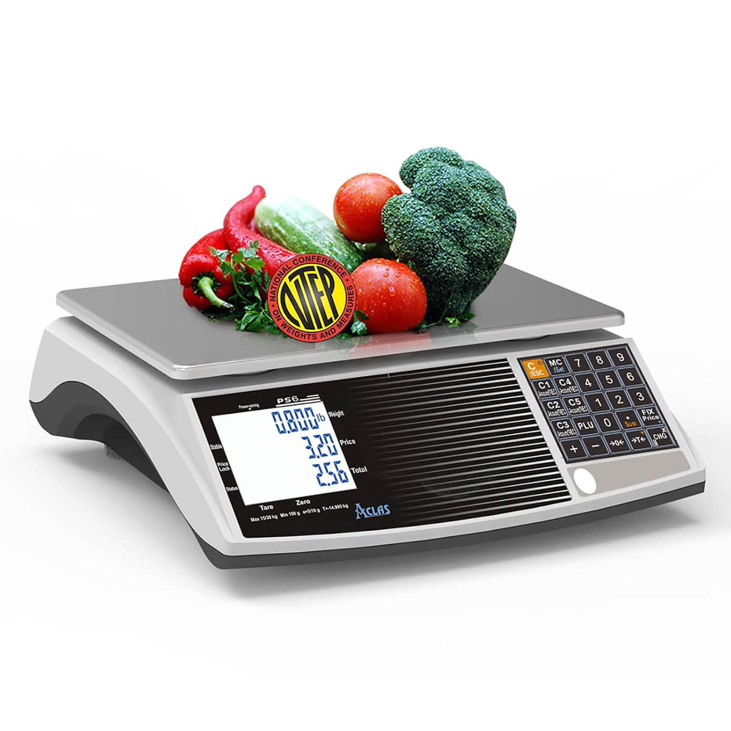 ACLAS NTEP Price Computing Scale Certified Legal for Trade 60lbs 0.02lb Digital Commercial Retail Scales
