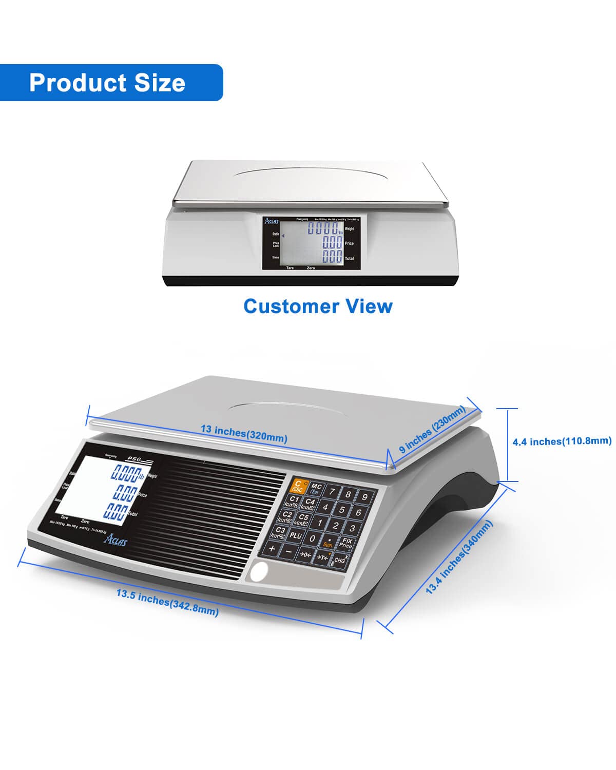 ACLAS NTEP Price Computing Scale Certified Legal for Trade 60lbs 0.02lb Digital Commercial Retail Scales