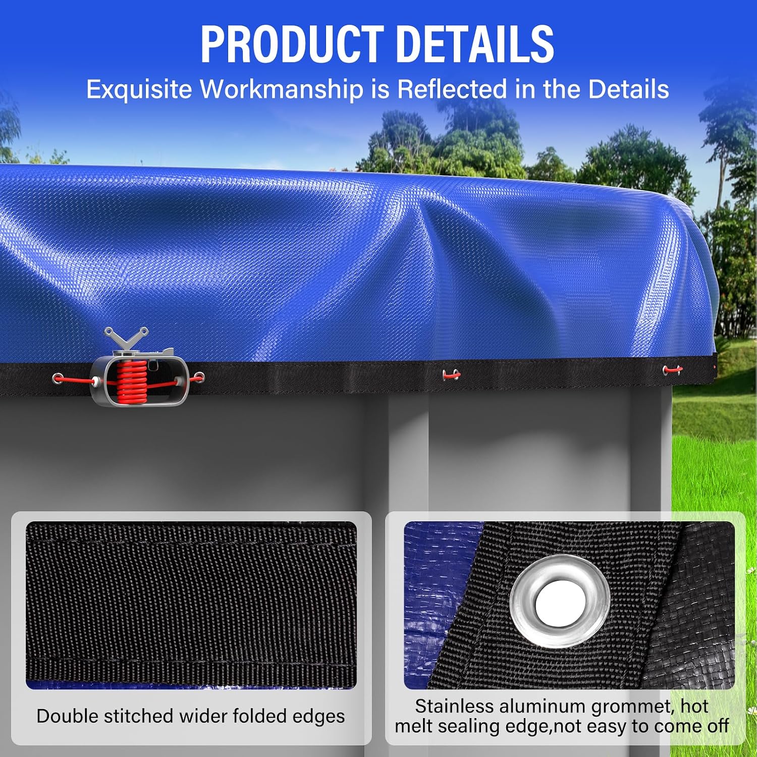 24FT Round Winter Pool Cover 500D Extra Thick Above Ground Pool Cover Blue | Above Ground Pool Protection with Winch and Cable