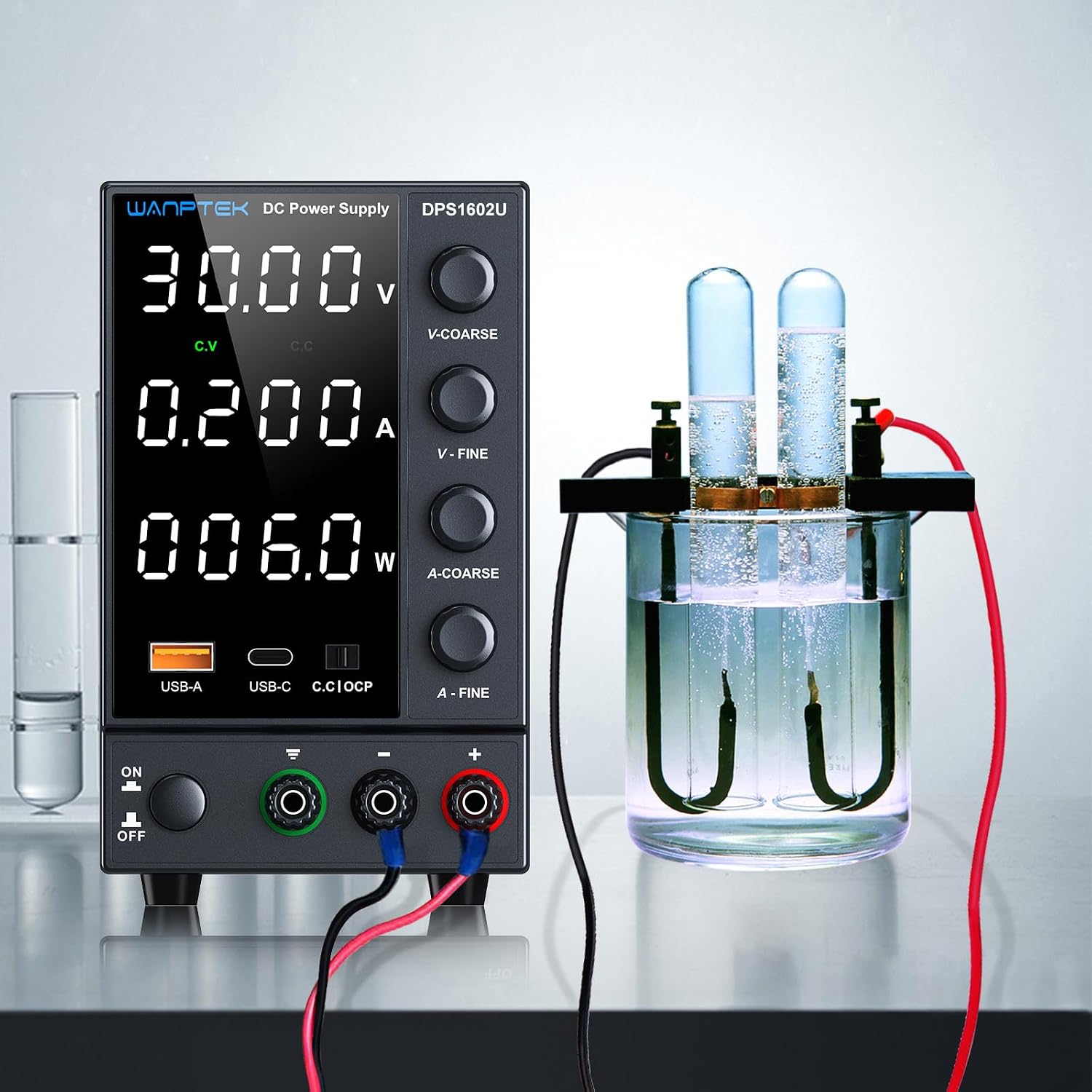 DC Power Supply 0-160V 0-2A. Bench Power Supply with Encoder Knob. Adjustable Regulated Power Supply with 5V 3.6A USB & Type-C Quick-Charge. Variable Power Supply with Overcurrent Protection