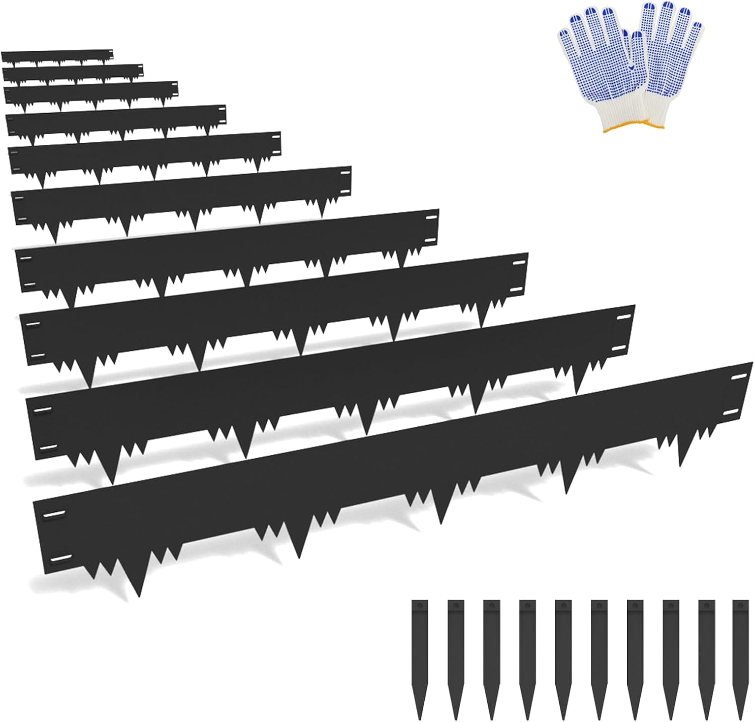 Galvanized Steel Landscape Edging Border 10 Packs 42'' L x 6.5'' H. Metal Landscape Garden Edging Border with 10 Stakes. Hammer-in Lawn Edging for Landscaping. Flower Bed. Yard. Pathway (35ft Total)