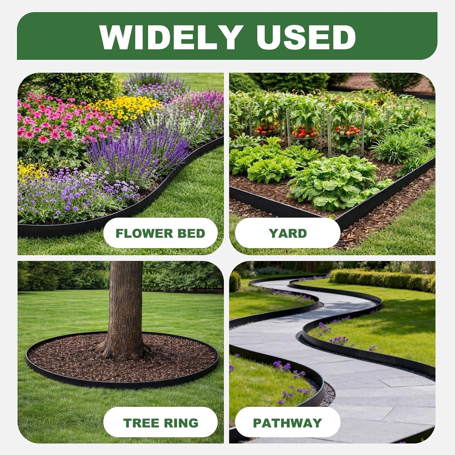 Galvanized Steel Landscape Edging Border 10 Packs 42'' L x 6.5'' H. Metal Landscape Garden Edging Border with 10 Stakes. Hammer-in Lawn Edging for Landscaping. Flower Bed. Yard. Pathway (35ft Total)