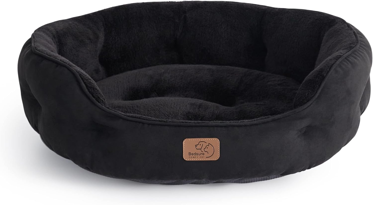 Bedsure Small Dog Bed Washable.Round Cat Beds for Indoor Cats.20in Black | Soft Plush Pet Bed.Dog Beds for Small Dogs for Puppy and Kittens.Anti-Slip Bottom.Easy to Clean