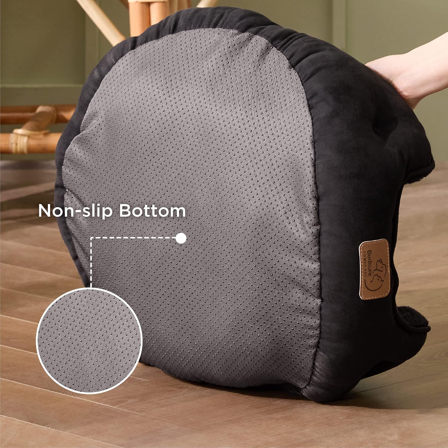 Bedsure Small Dog Bed Washable.Round Cat Beds for Indoor Cats.20in Black | Soft Plush Pet Bed.Dog Beds for Small Dogs for Puppy and Kittens.Anti-Slip Bottom.Easy to Clean
