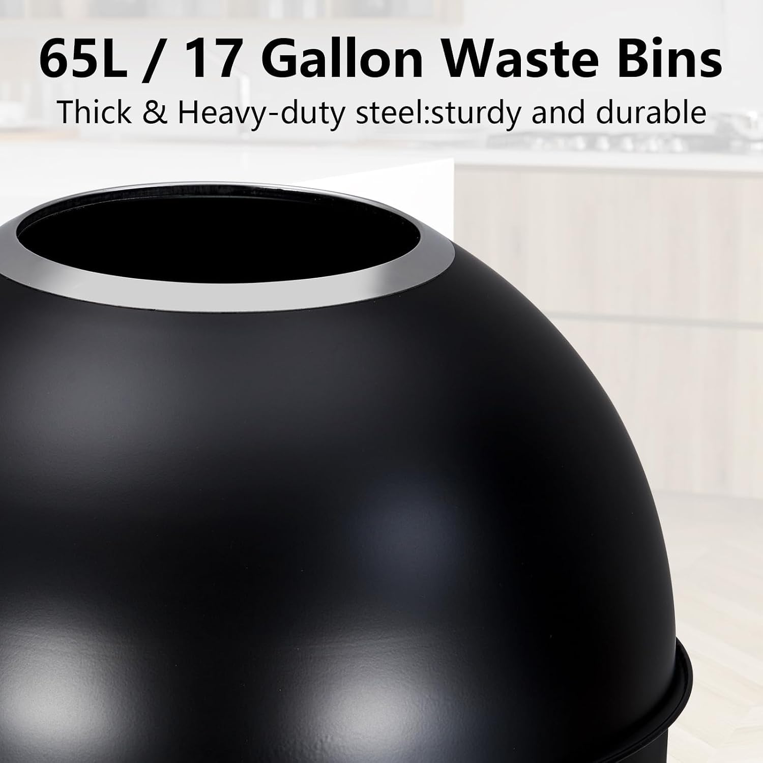 MERXENG 65L/17 Gallon Heavy Duty Stainless Steel Tall Commercial/Kitchen Trash Can. Round Open Top Waste Bin for Indoor and Outdoor. Durable Garbage Bin for Home Office Restaurant