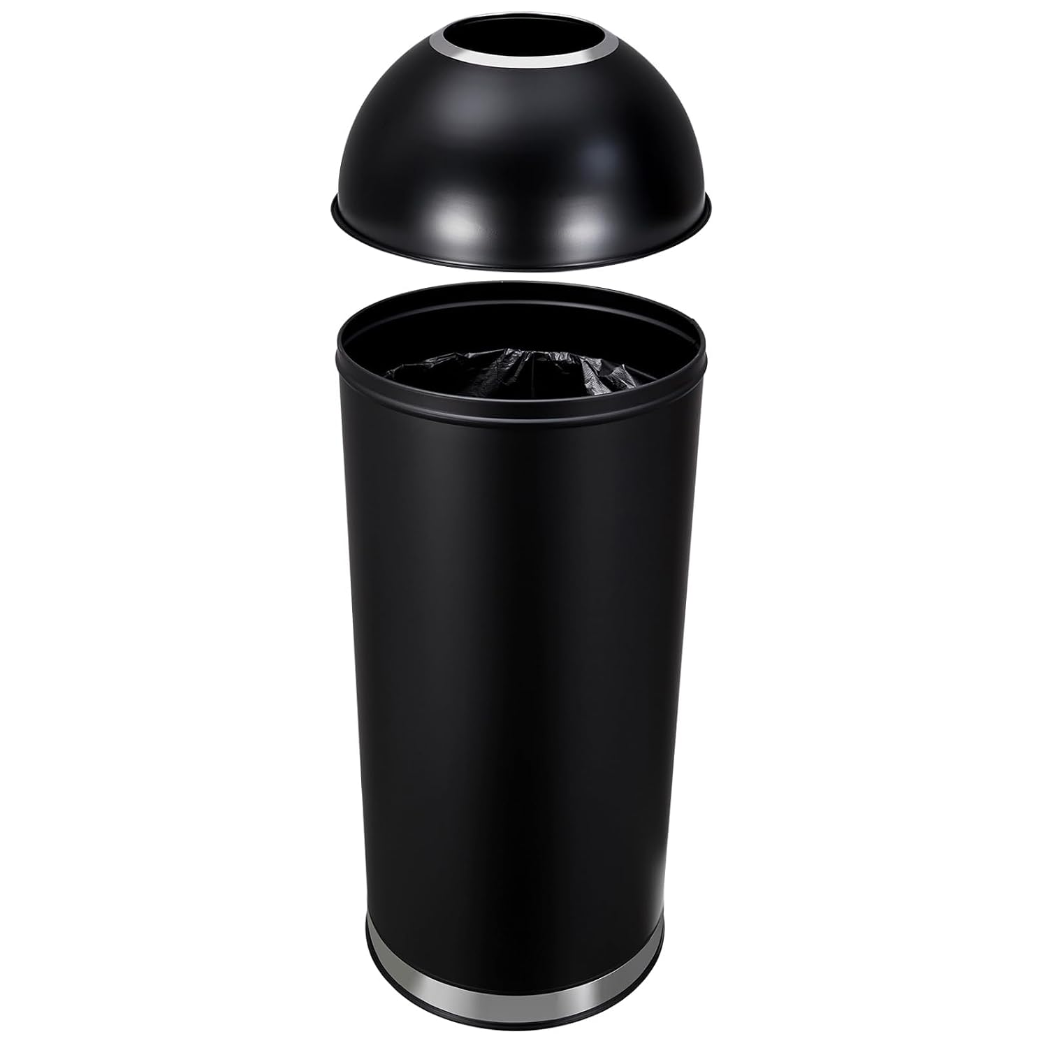 MERXENG 65L/17 Gallon Heavy Duty Stainless Steel Tall Commercial/Kitchen Trash Can. Round Open Top Waste Bin for Indoor and Outdoor. Durable Garbage Bin for Home Office Restaurant