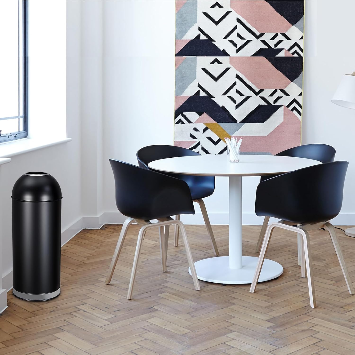 MERXENG 65L/17 Gallon Heavy Duty Stainless Steel Tall Commercial/Kitchen Trash Can. Round Open Top Waste Bin for Indoor and Outdoor. Durable Garbage Bin for Home Office Restaurant
