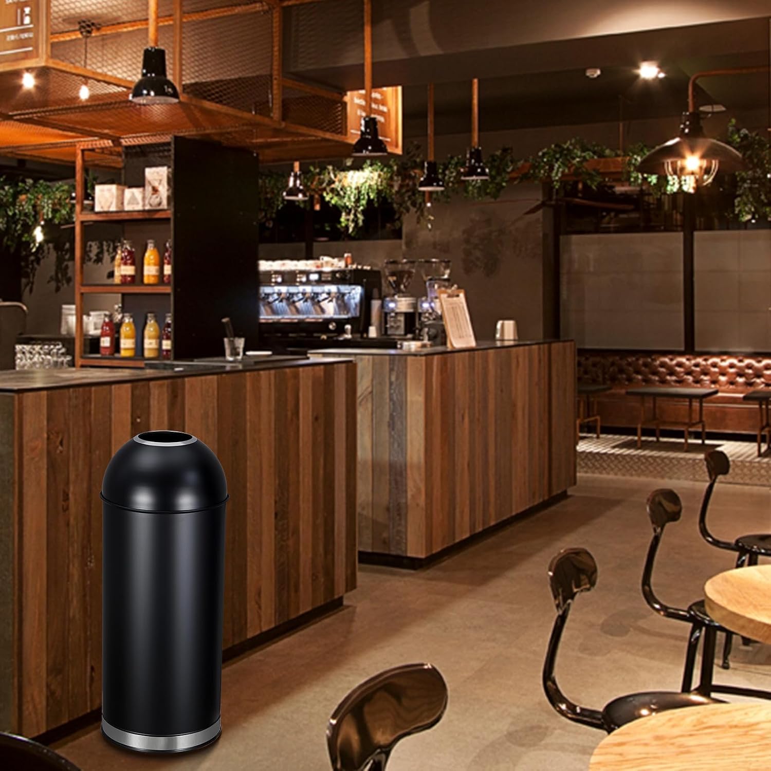 MERXENG 65L/17 Gallon Heavy Duty Stainless Steel Tall Commercial/Kitchen Trash Can. Round Open Top Waste Bin for Indoor and Outdoor. Durable Garbage Bin for Home Office Restaurant