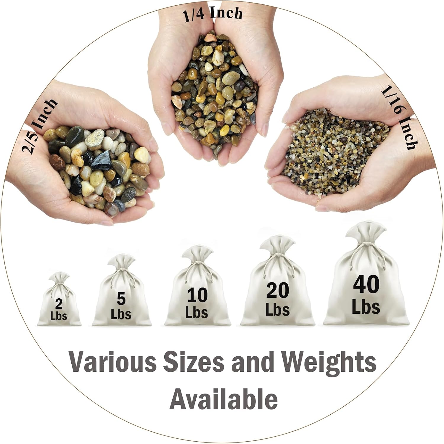 FANTIAN 40 lbs Aquarium Gravel. 1/4 Inch Fish Tank Pea Gravel | Gravel for Landscaping. Decorative River Rocks Stone for Freshwater Tanks. Outdoor Pond. Garden. Terrarium. Drainage