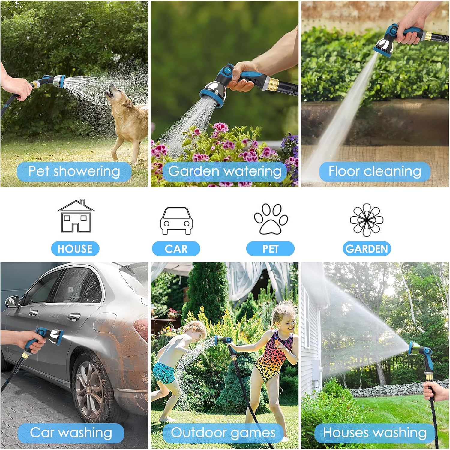 KETTOYA Non-Expanding Garden Hose 150 ft. Kink Free Flexible Water Hose with 10-Pattern Spray Nozzle. Lightweight Hose Pipe. Leak Proof. 3/4 Swivel Connectors. Super Fabric. Portable Storage Strap