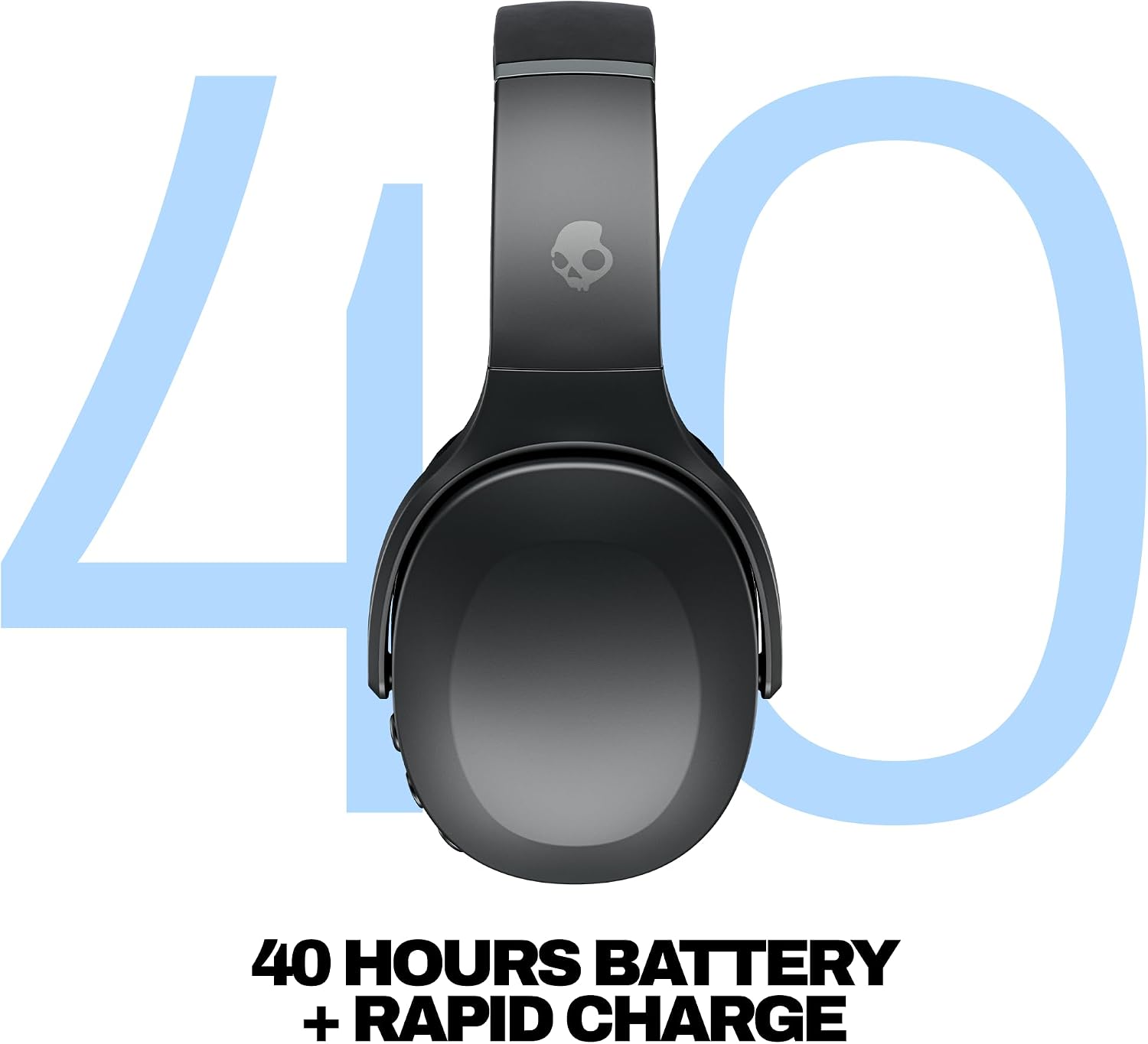 Skullcandy Crusher Evo Wireless Multi-Sensory Bass Headphones - Asphalt | Bluetooth. Noise Isolating Over-Ear Fit. 40 Hours Battery. Microphone. Working Out. Gym. Travel. Studying. Music