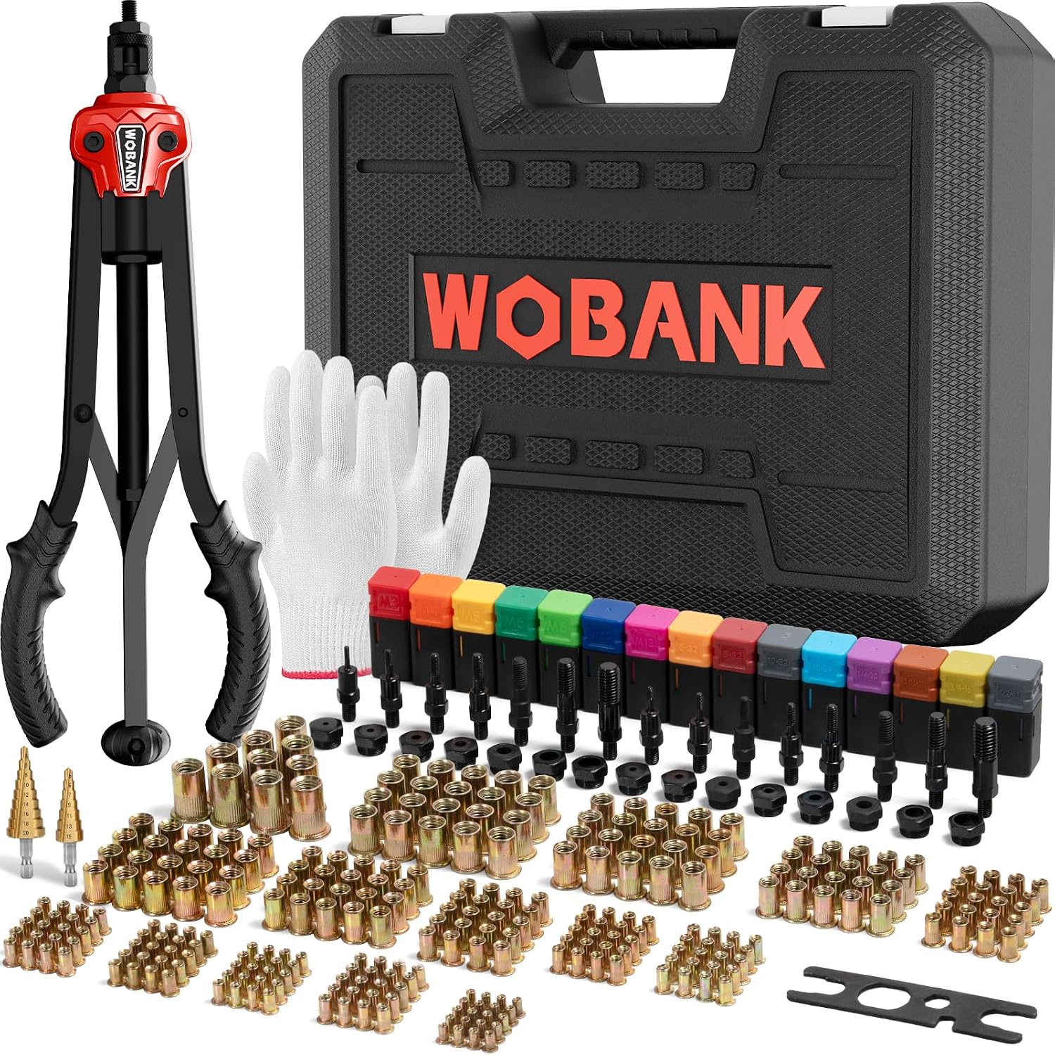 Rivet Nut Tool Kit. 16 Rivnut Tool with 15 Mandrels & 290 Rivet Nuts | Professional Nutsert Tool Kit with 2 Step Drills. Wrench & Carrying Case. Auto Release Nut for Automotive. Construction & DIY