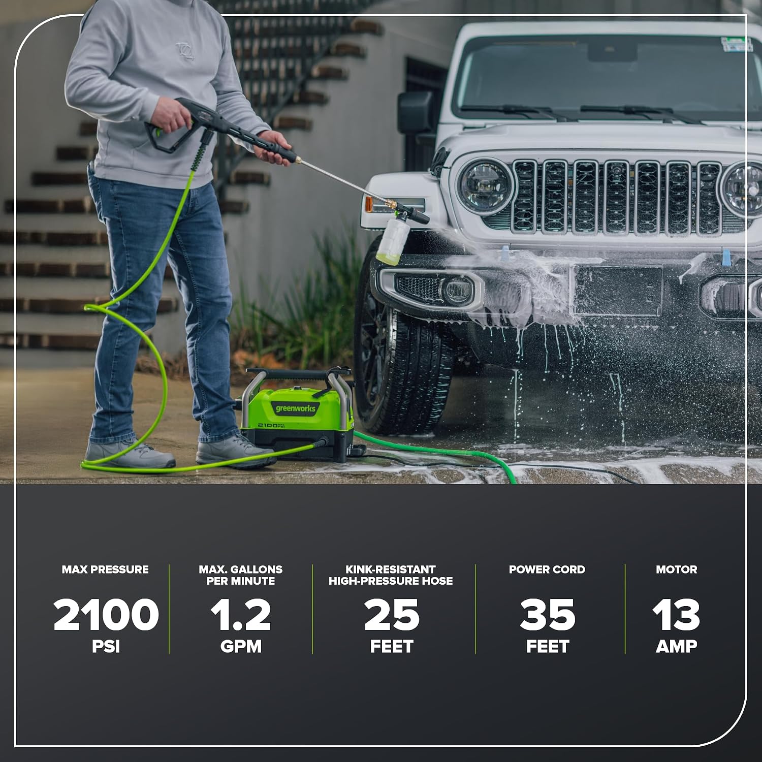 Greenworks 2100 PSI (1.2 GPM) Electric Pressure Washer