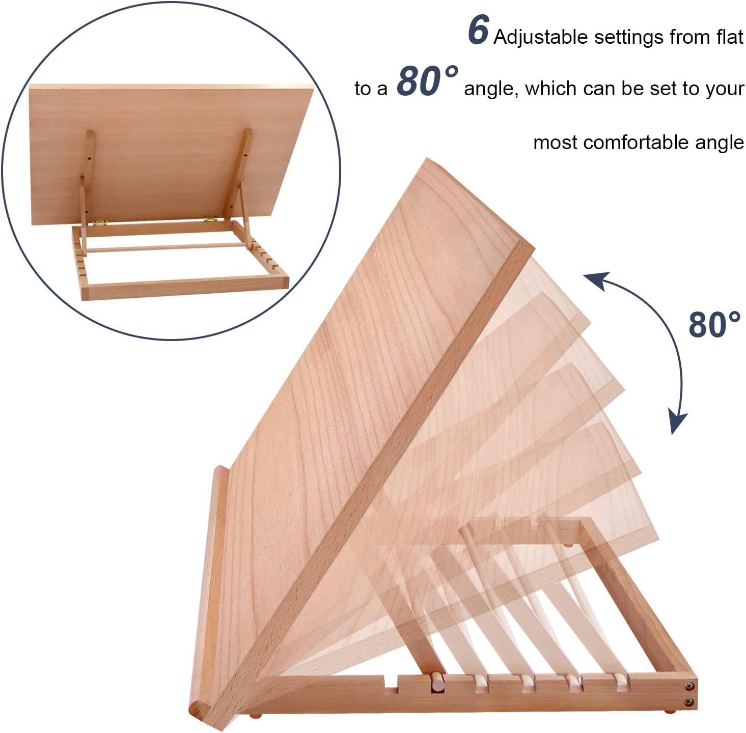 Miratuso Large Drawing & Sketching Board. Art Tabletop Easel Painting Easel | 24.8 L x 16.5 W (A2). 6 Adjustable Angles. Foldable. Portable Multiple Use. Gift for Artists. Children. Beginners & Student