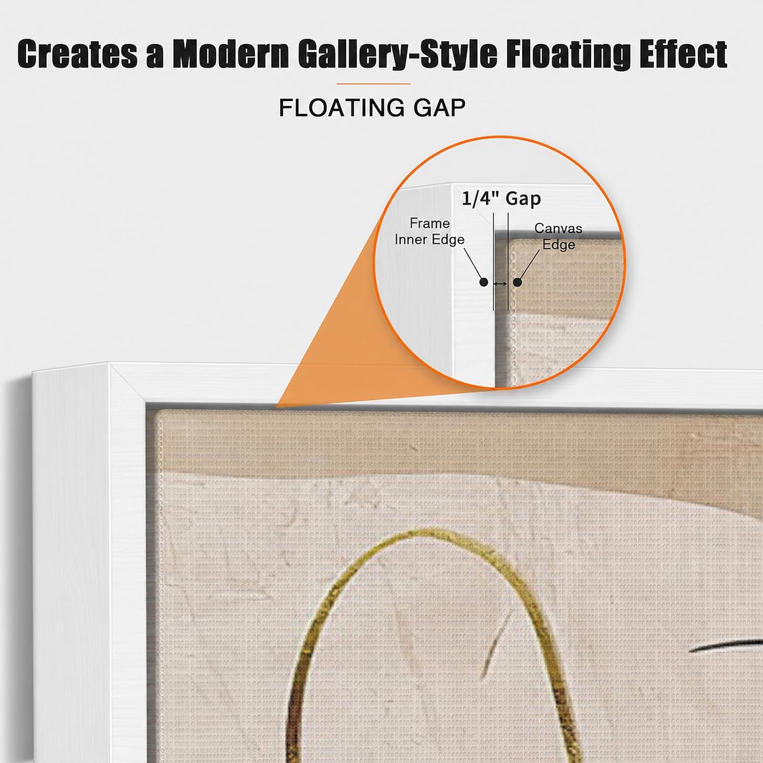 Amazon.com - Sunwes Canvas Floater Frame for 1–1.25Deep Gallery Wrapped Canvas. Wood-Look Floating Frame Wall Artwork for Oil Paintings. Gallery Bedroom. Living Room. Studio. Made in USA(White.20x30)