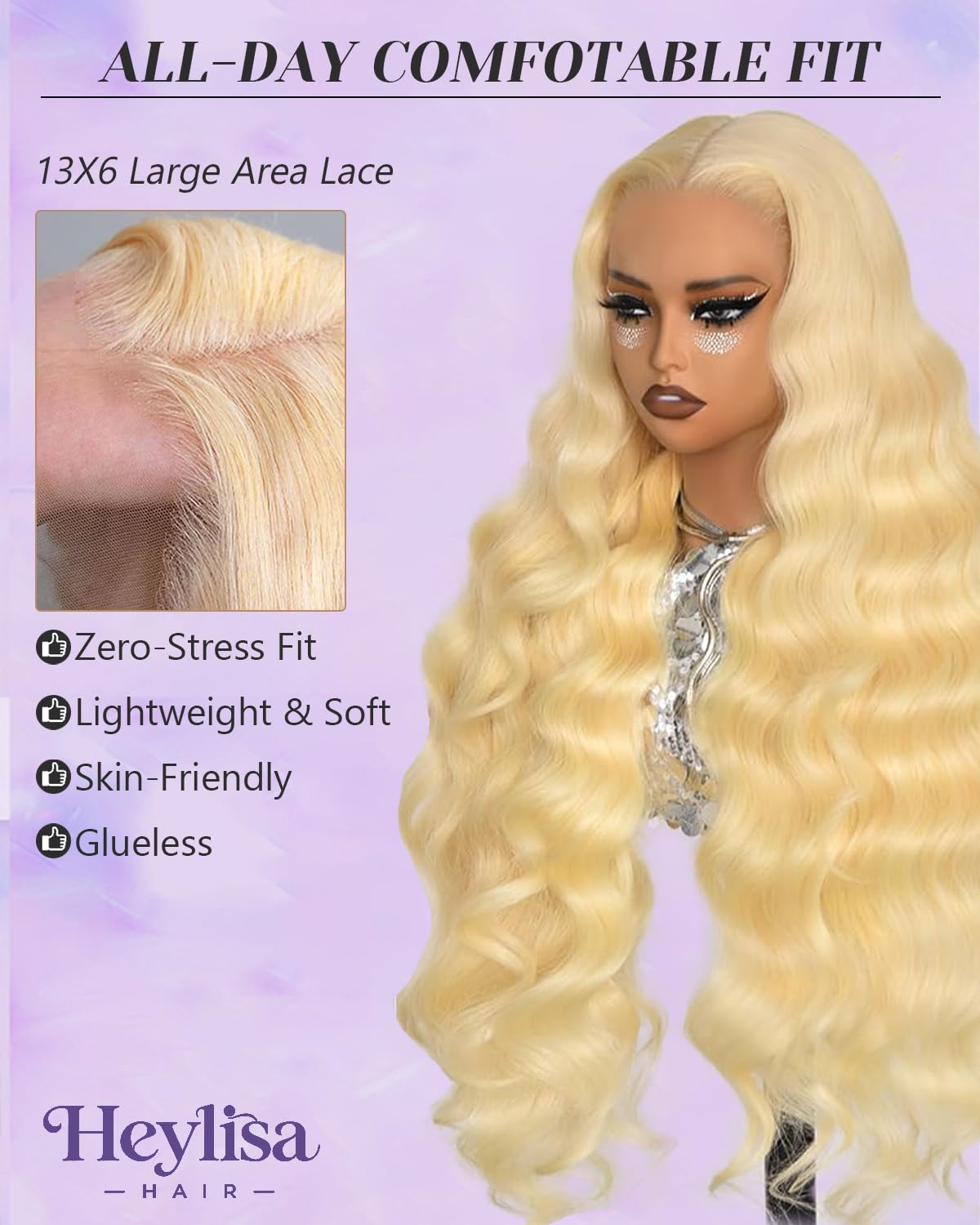 Heylisa 26 Inch 613 Body Wave Blonde Wigs Human Hair 13x6 Lace Frontal Wig | 180% Density 613 Transparent Lace With Pre plucked Hairline Blonde Body Wave Wigs