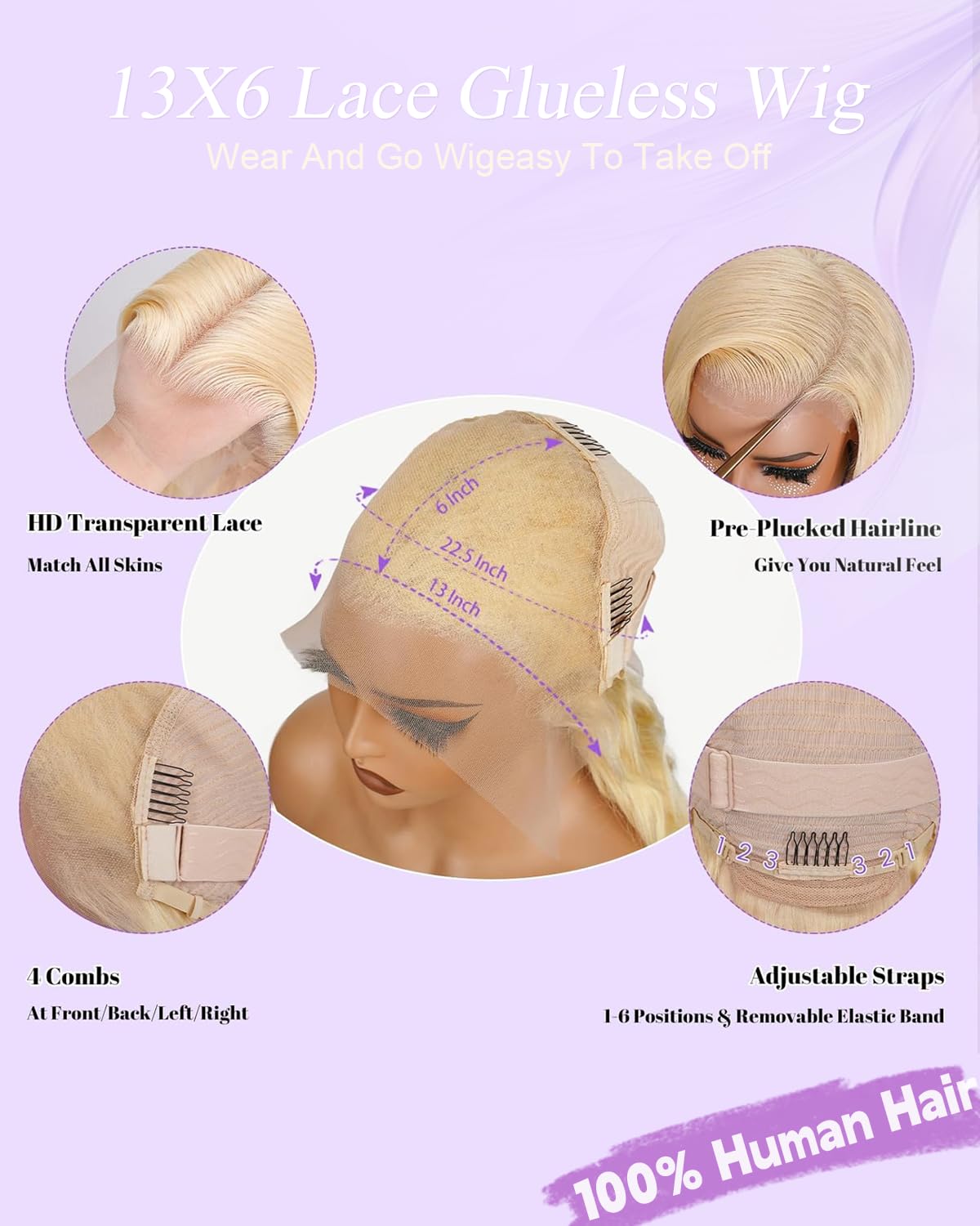 Heylisa 26 Inch 613 Body Wave Blonde Wigs Human Hair 13x6 Lace Frontal Wig | 180% Density 613 Transparent Lace With Pre plucked Hairline Blonde Body Wave Wigs