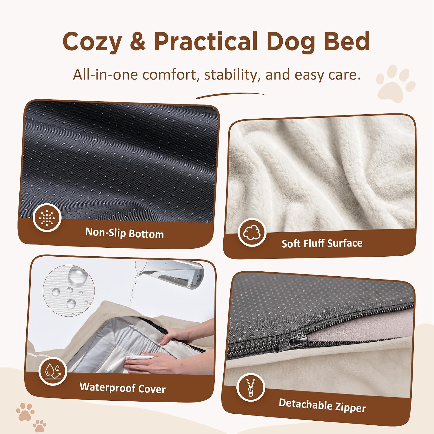 Comfort Expression Waterproof Orthopedic Dog Bed for Medium Size Dog | Supportive Egg Crate Foam Medium Pet Bed with Removable Bolsters. Dog Couch with Washable Cover & Non-Slip Bottom. 30x20 Inch