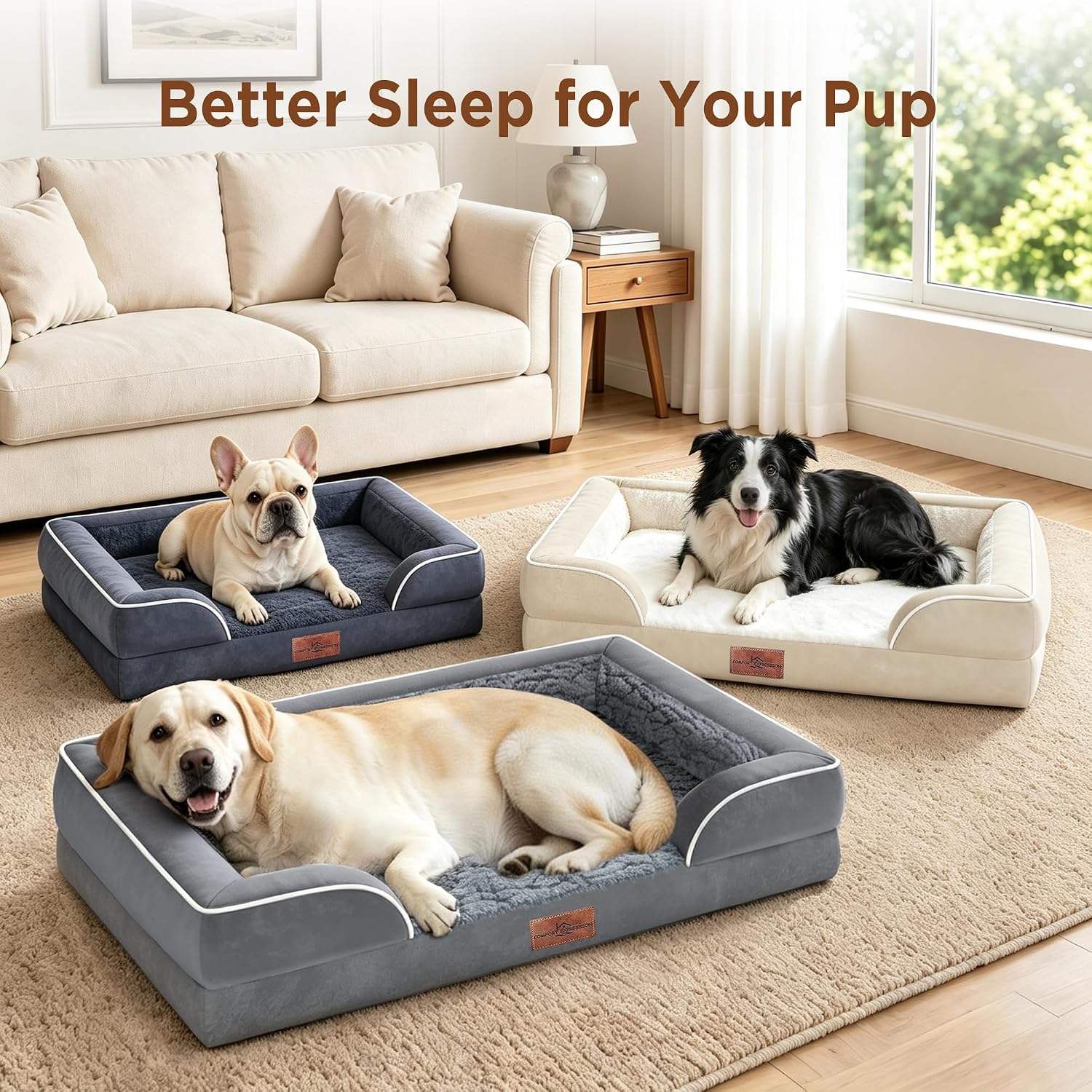 Comfort Expression Waterproof Orthopedic Dog Bed for Medium Size Dog | Supportive Egg Crate Foam Medium Pet Bed with Removable Bolsters. Dog Couch with Washable Cover & Non-Slip Bottom. 30x20 Inch