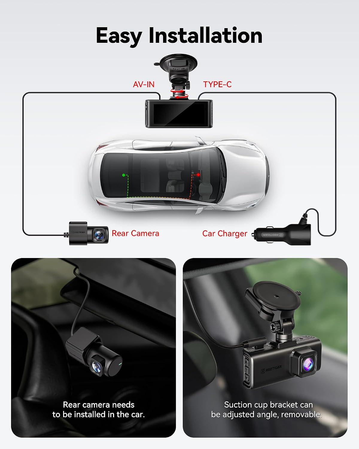 REDTIGER 4K STARVIS 2 Dashcam Front Rear. 5GHz WiFi 20MB/s. Free 128GB Card | Voice Control. Touch Screen. GPS. Loop Recording. Parking Mode. Audio Recording. WDR Night Vision. Supercapacitor(F7N Touch)