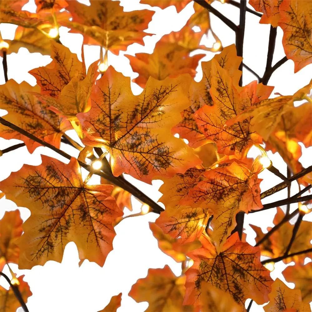 Lightshare 7FT LED Lighted Maple Tree - Dotted with 208 Warm White LED Lights Orange for Thanksgiving Harvest Fall Festival Home Party Decoration
