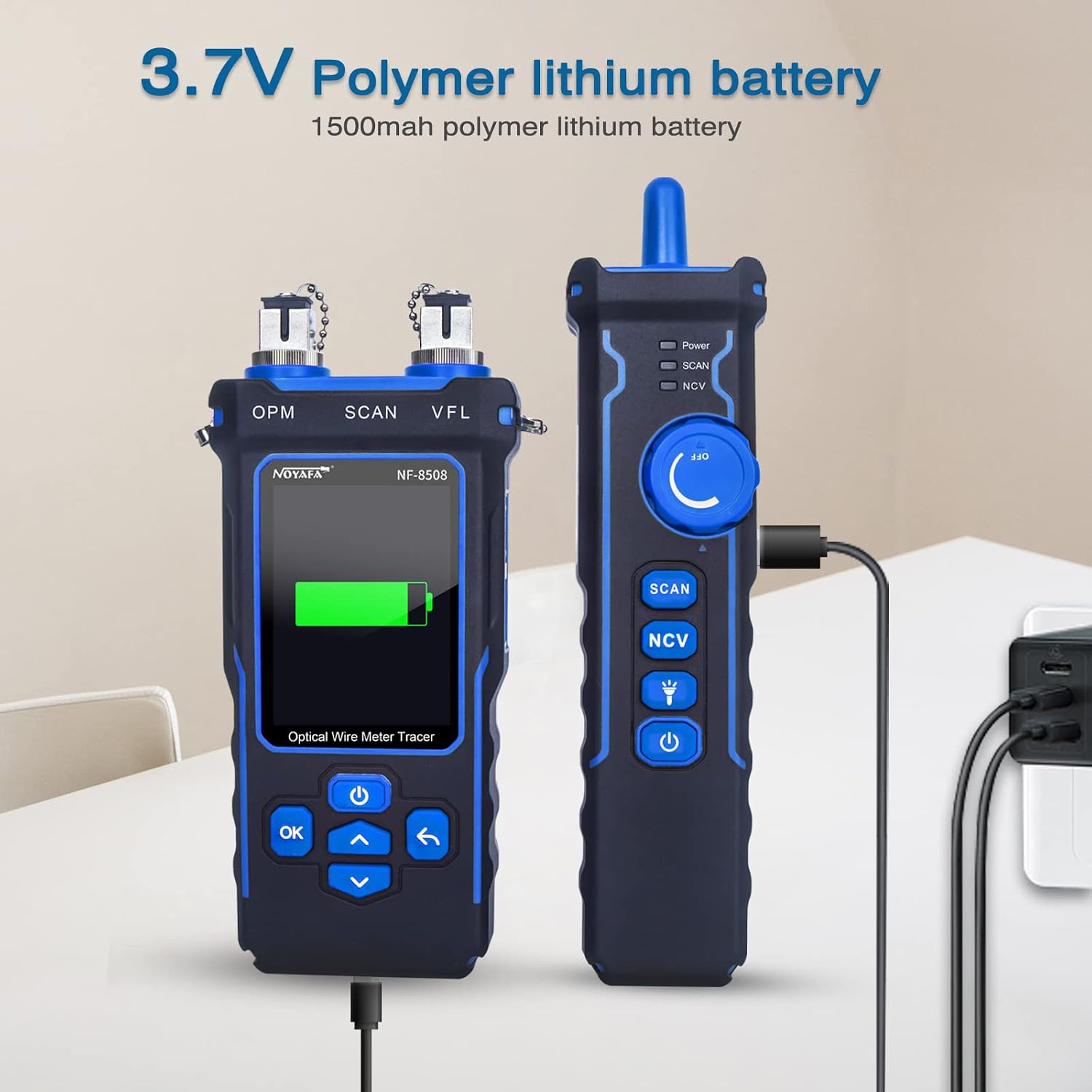 NOYAFA NF-8508 Network Cable Tester with Optical Power Meter | CAT5 CAT6 Cable Toner Ethernet Cable Tester. RJ45 Network Tester. VFL PoE QC Test Wire Tracer Port Flashing 200M Length Test