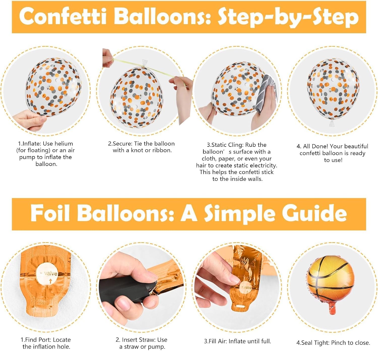 Basketball Balloons. 12 Inch Sport Basketball Themed Boys Party Decorations | Includes Basketball Foil Balloons. Decorations For Sports Birthday. Baby Shower And Graduation Celebrations