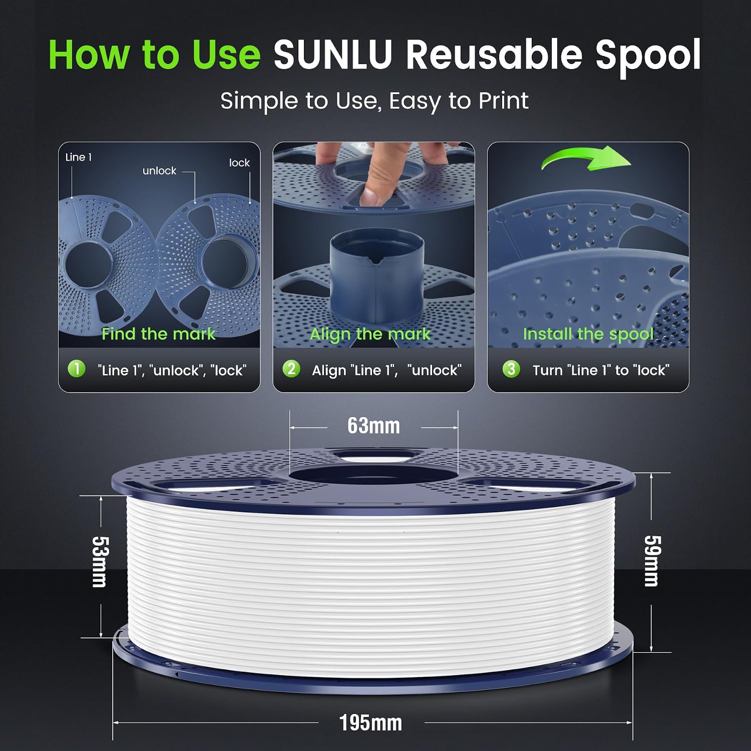 SUNLU PLA Plus 3D Printer Filament. 1.75mm. 10 Colors | 10KG Bundle. Neatly Wound. 1kg Spool. Black+White+Grey+Green+Blue+Grassgreen+Bluegrey+Pureyellow+Red+Orange