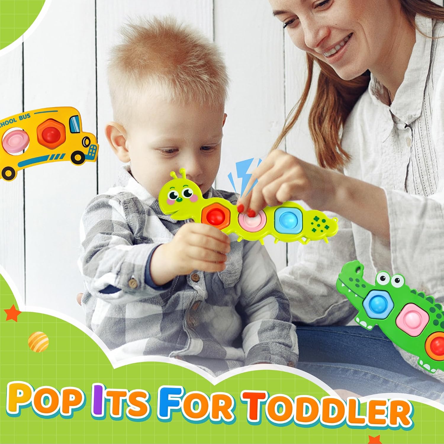 3PC Fidget Popper Sensory Toys Airplane Travel Activities for Toddlers Pop It Fidget Toys for 12+ Month Babies 1 2 3 Year Old Girls Boys Christmas Stocking Stuffer Easter Basket Stuffer Gift