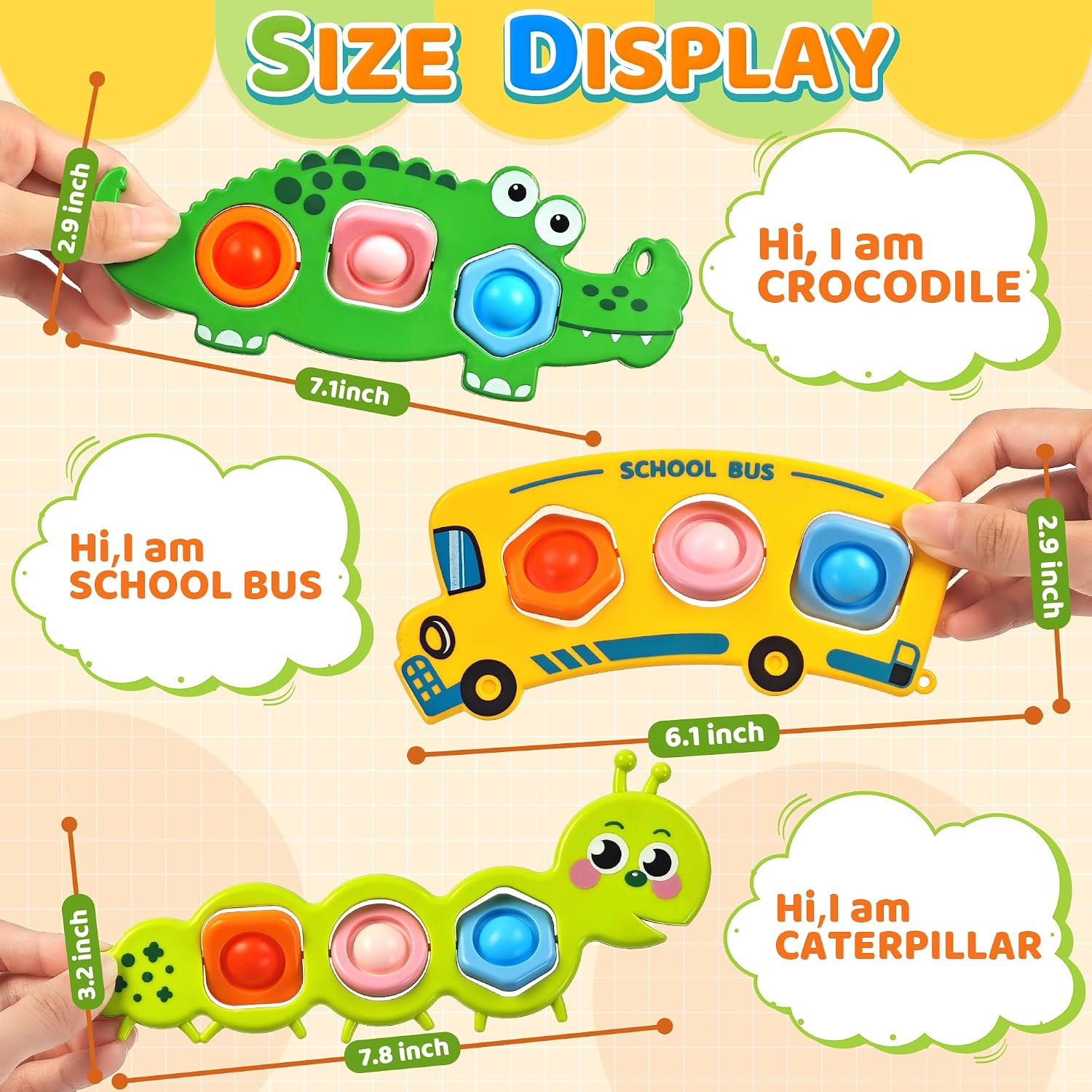3PC Fidget Popper Sensory Toys Airplane Travel Activities for Toddlers Pop It Fidget Toys for 12+ Month Babies 1 2 3 Year Old Girls Boys Christmas Stocking Stuffer Easter Basket Stuffer Gift