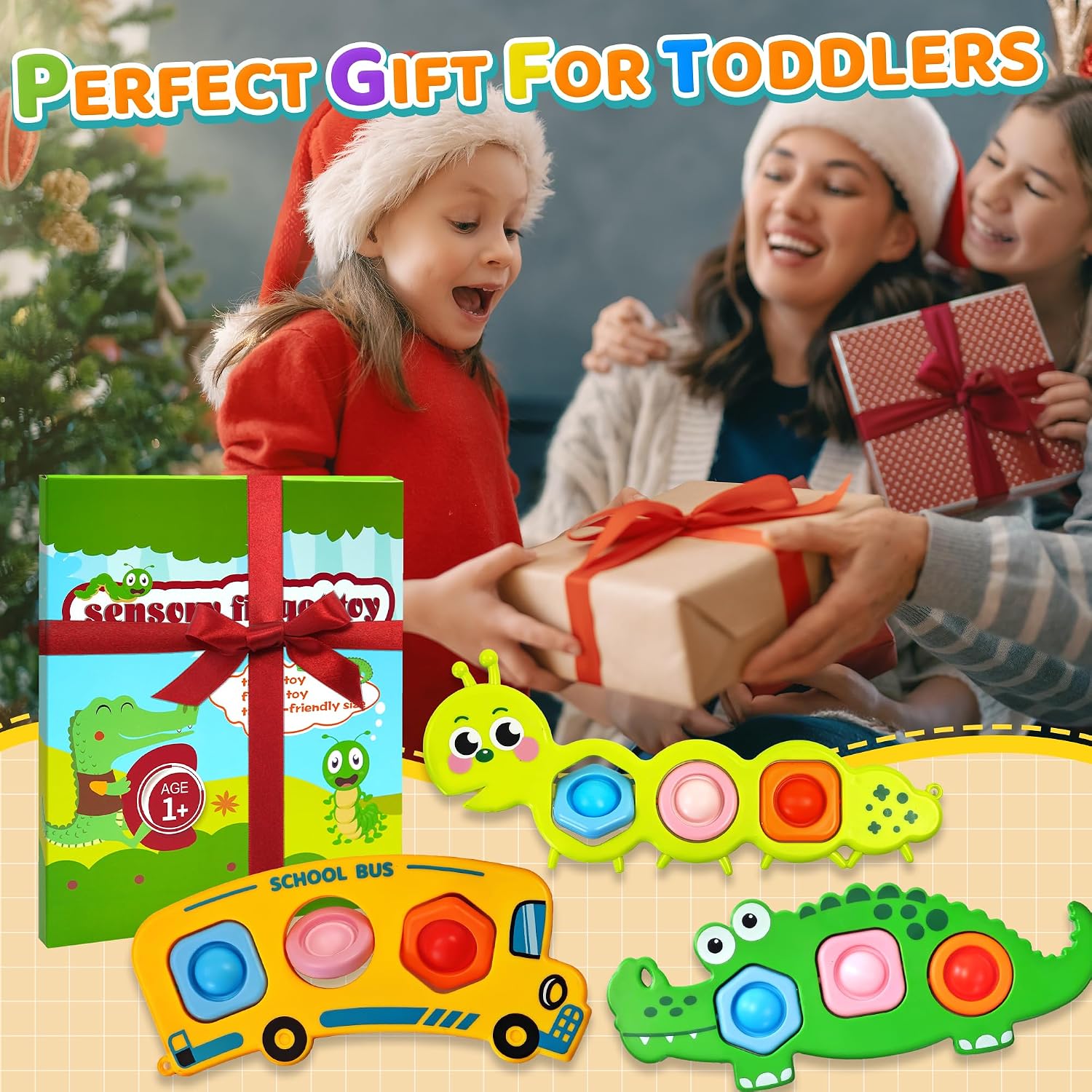 3PC Fidget Popper Sensory Toys Airplane Travel Activities for Toddlers Pop It Fidget Toys for 12+ Month Babies 1 2 3 Year Old Girls Boys Christmas Stocking Stuffer Easter Basket Stuffer Gift