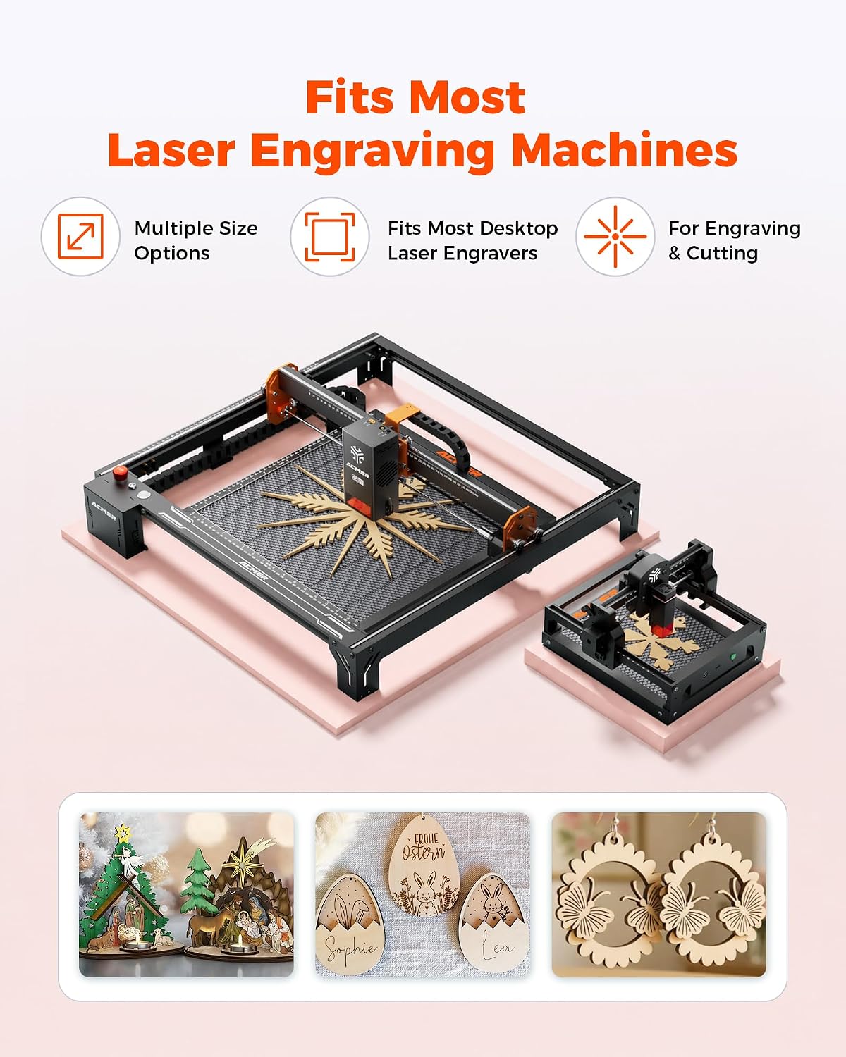 ACMER Laser Engraver Honeycomb Panel 500×500mm.Honeycomb Cutting Table with Protective Aluminum Backing Plate for Desktop Safety. Compatible with Diode. CO₂ & Fiber Laser Engravers