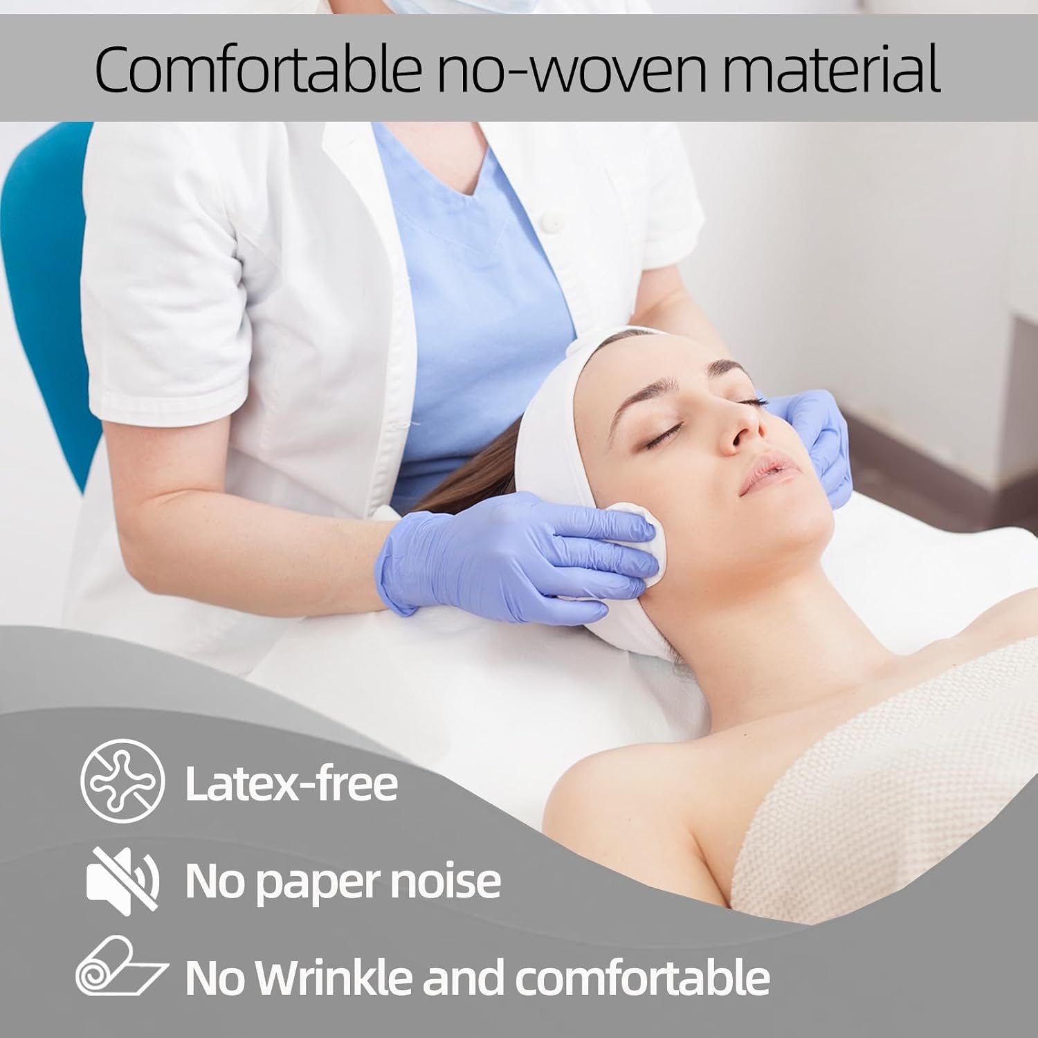 Jointown Disposable Massage Table Sheets-71 x 31.5 x 50 Sheets/Roll-30 g/㎡-6 Roll Non woven Bed Sheets with Face Hole -Soft and Durable Table Cove Ideal for Spa. Massage Table. Tattoo. Waxing Table