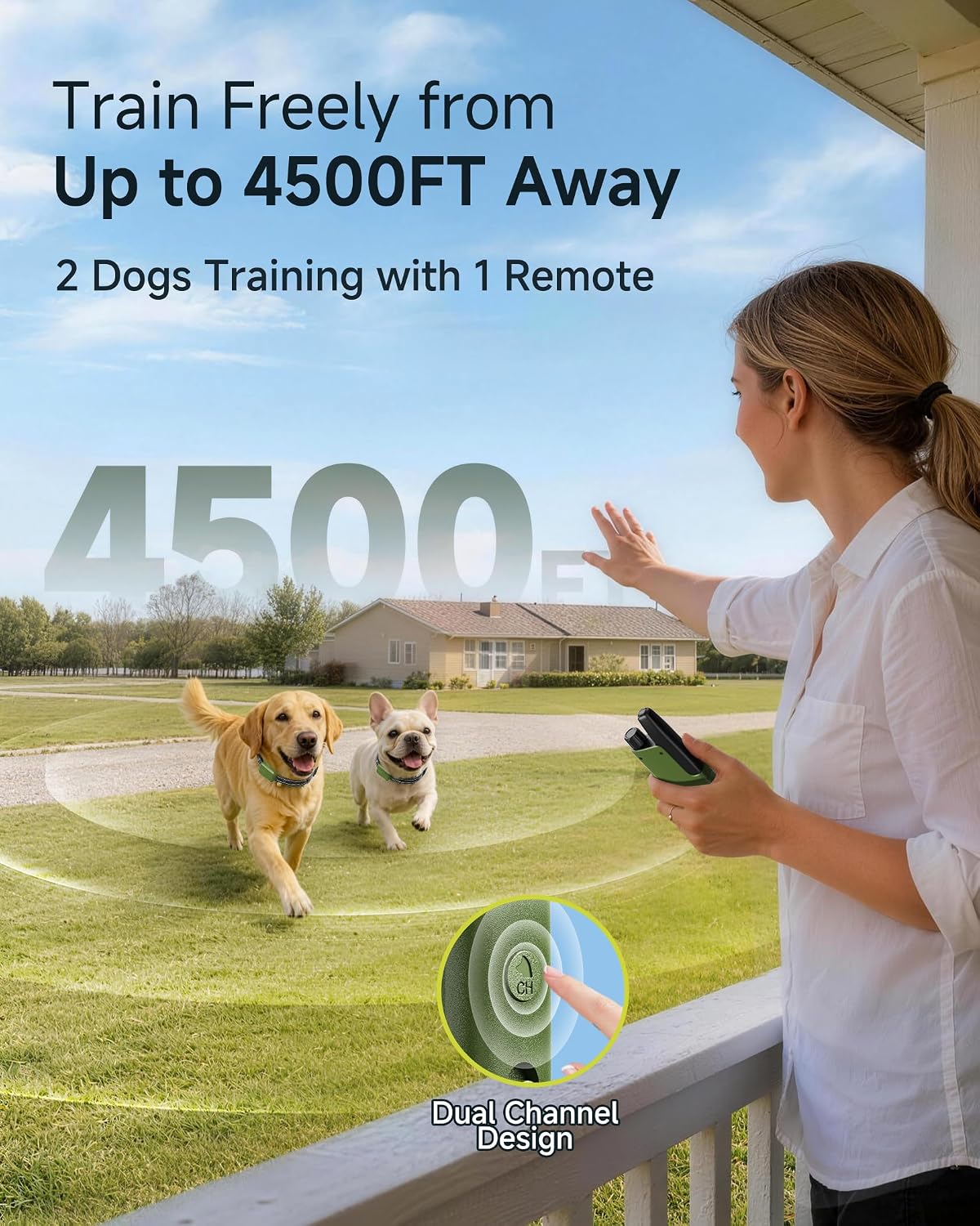 Dog Shock Collar - 4500FT Dog Training Collar with Remote for Dogs 10-120lb | IPX8 eCollar with No-Shock Mode. Beep(1-8) Vibration(1-16) Shock(0-99). Waterproof Electric Colalr for Small Medium Large Dog