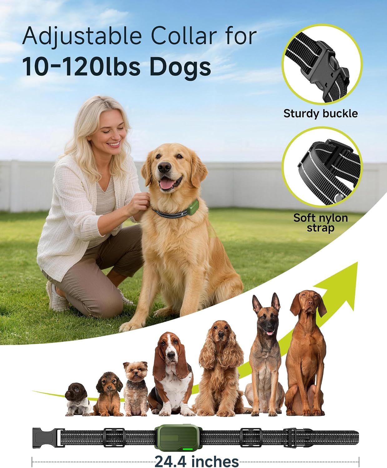 Dog Shock Collar - 4500FT Dog Training Collar with Remote for Dogs 10-120lb | IPX8 eCollar with No-Shock Mode. Beep(1-8) Vibration(1-16) Shock(0-99). Waterproof Electric Colalr for Small Medium Large Dog